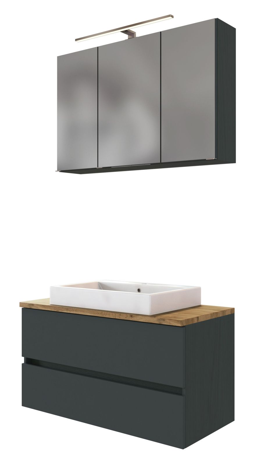 2-teiliges Badmöbel-Set PIENZA - grafitgrau - 100 cm breit