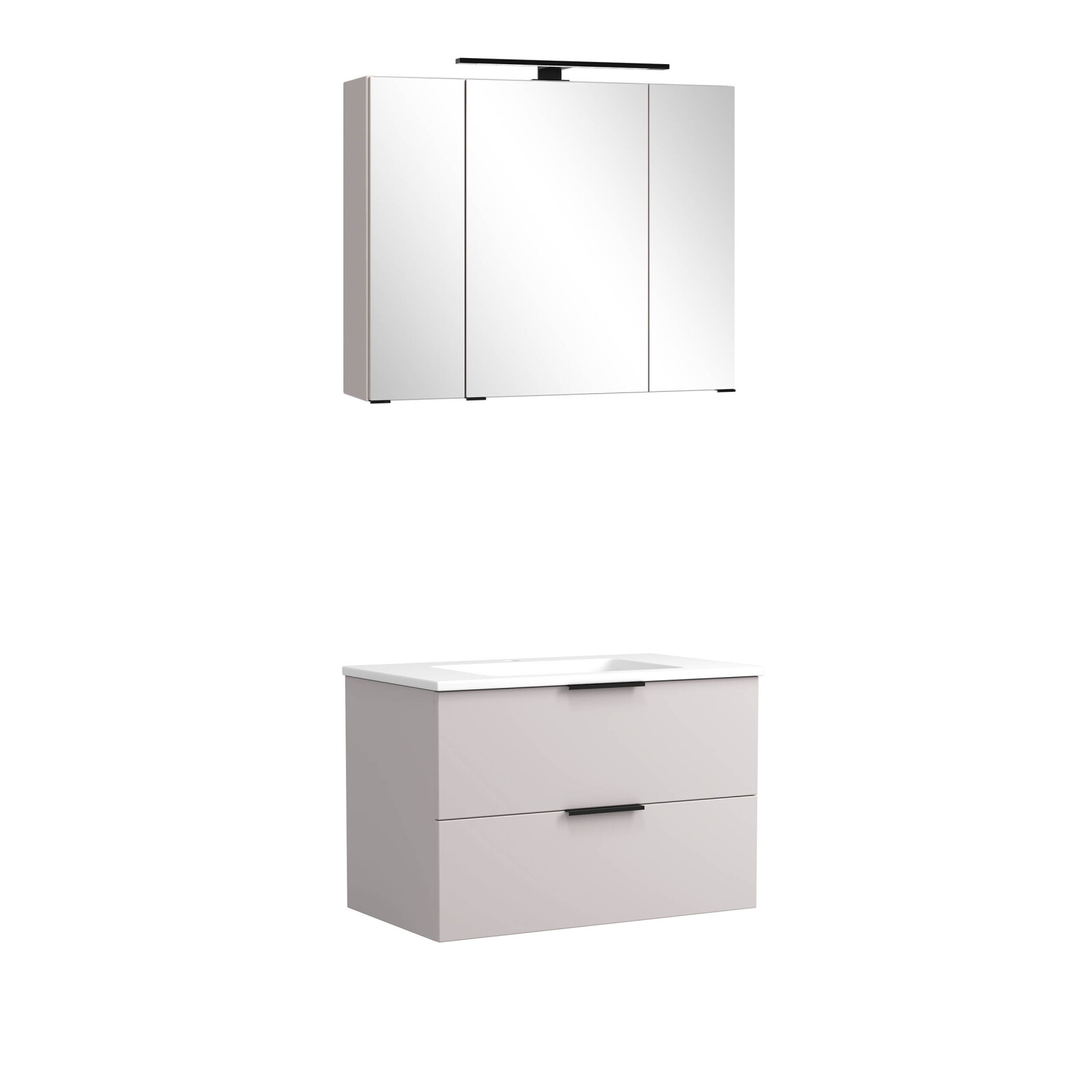 2-teiliges Badmöbel-Set SEVILLA - Kaschmir - LED-Beleuchtung - 80 cm