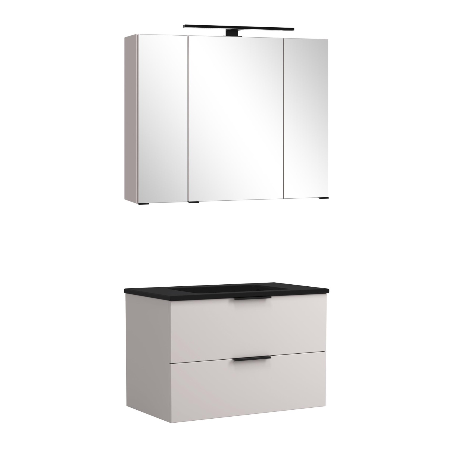 2-teiliges Badmöbel-Set SEVILLA - Kaschmir - LED-Beleuchtung - 80 cm