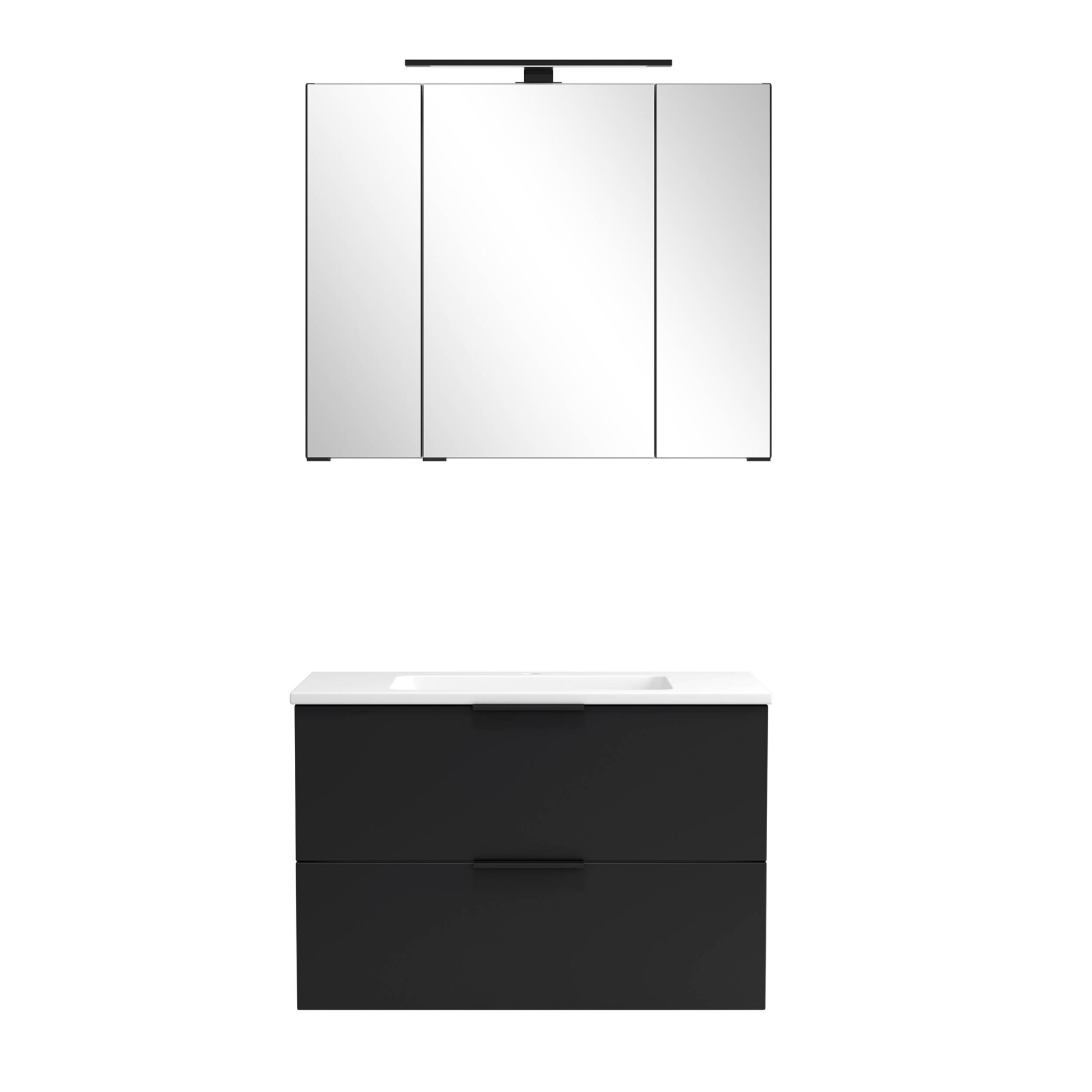 2-teiliges Badmöbel-Set SEVILLA - schwarz - LED-Beleuchtung - 80 cm