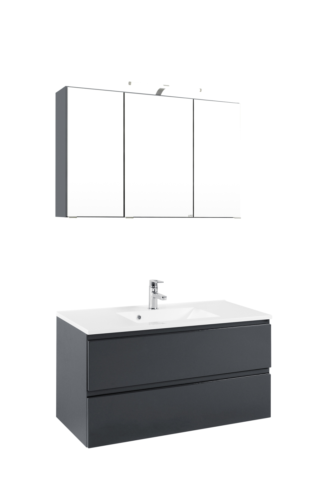 2-teiliges Badset CARDIFF - graphitgrau - 100 cm
