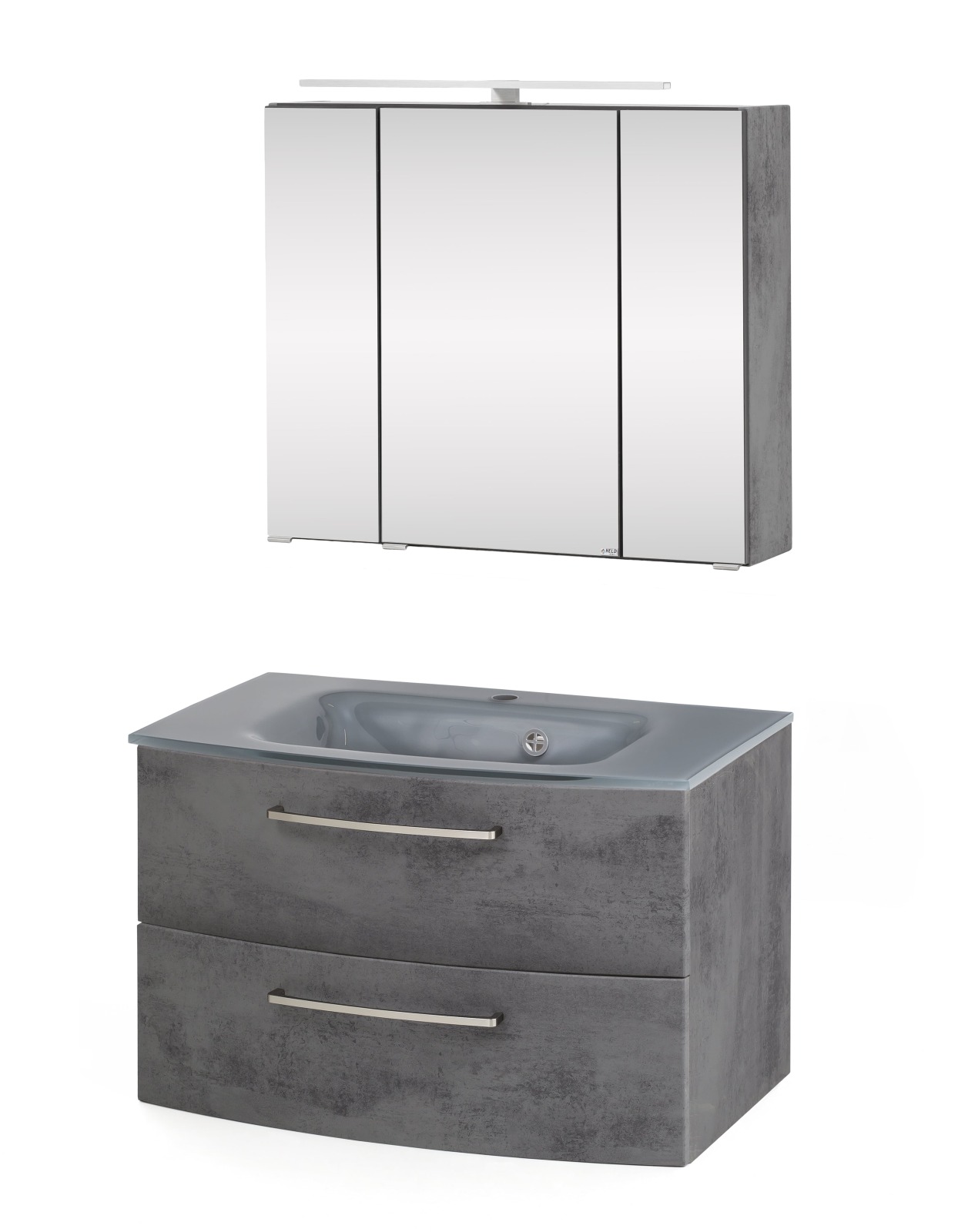2-teiliges Badset STOCKHOLM - Oxid Stone - grau - 80 cm