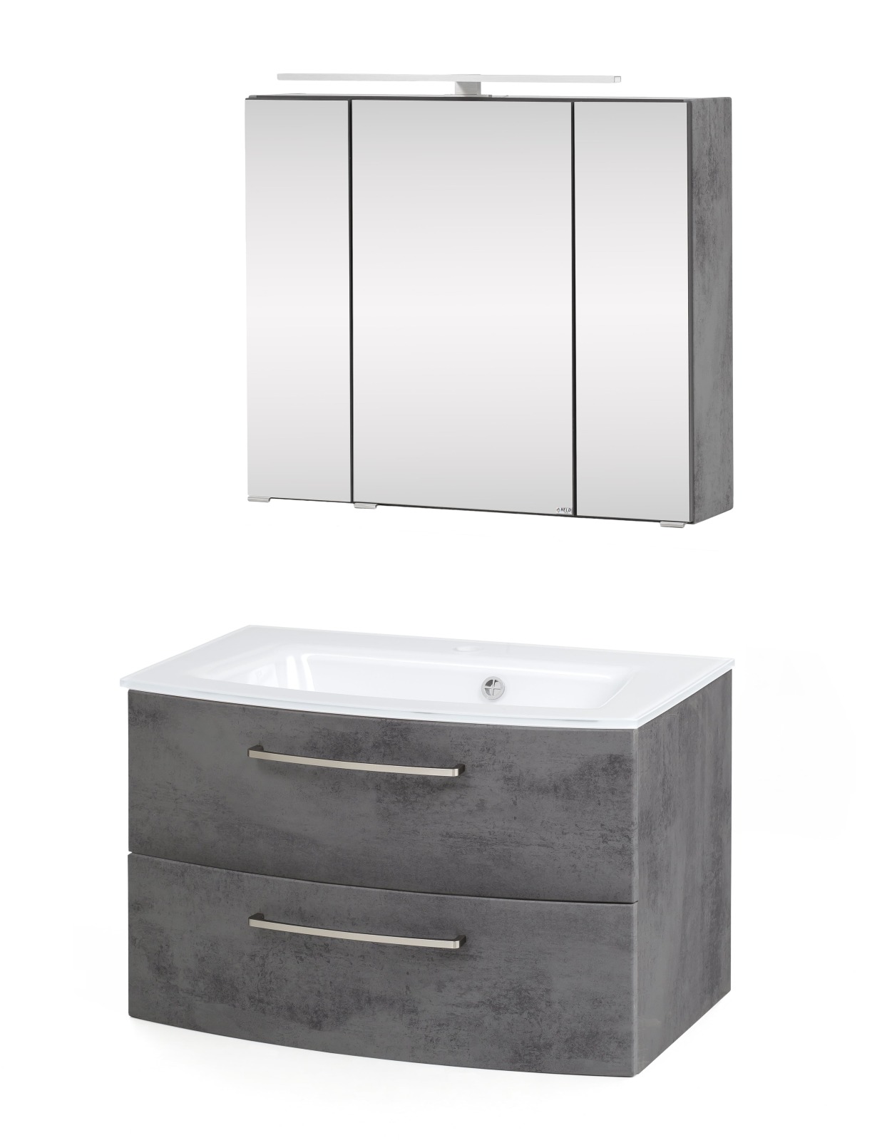 2-teiliges Badset STOCKHOLM - Oxid Stone - weiß - 80 cm