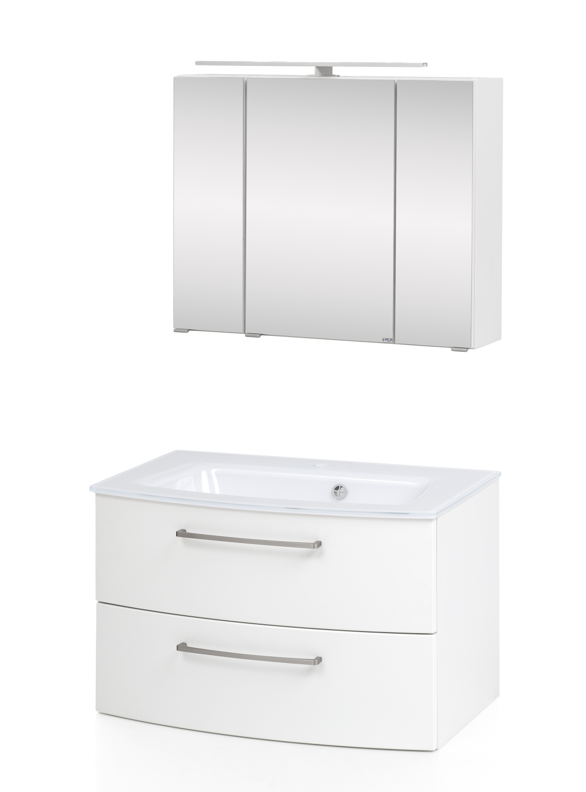 2-teiliges Badset STOCKHOLM - weiß matt - weiß - 80 cm