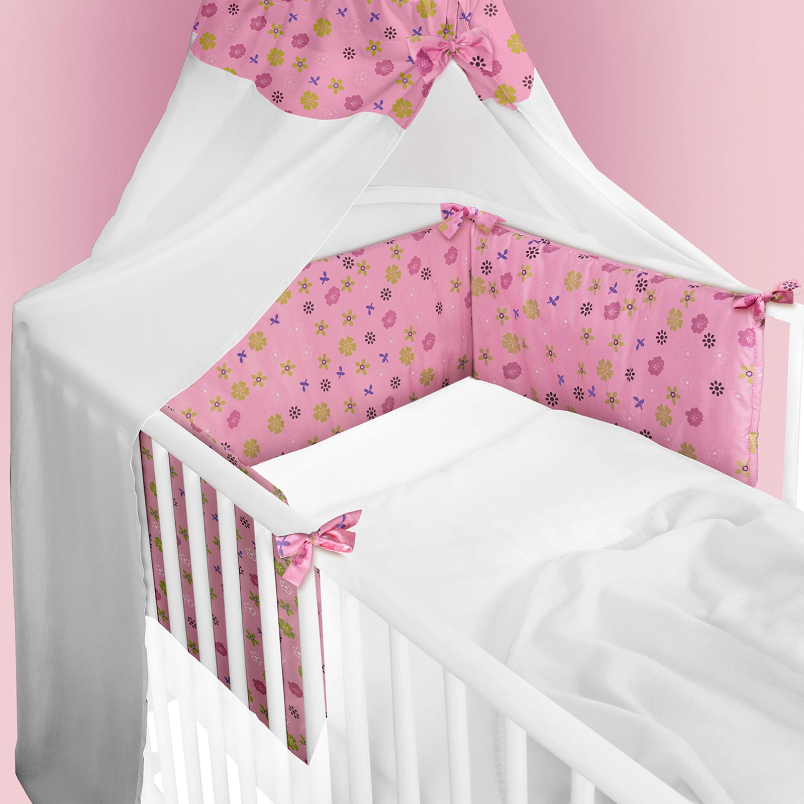 2-teiliges Bettset - Nestchen mit Himmel - rosa - Fairytale