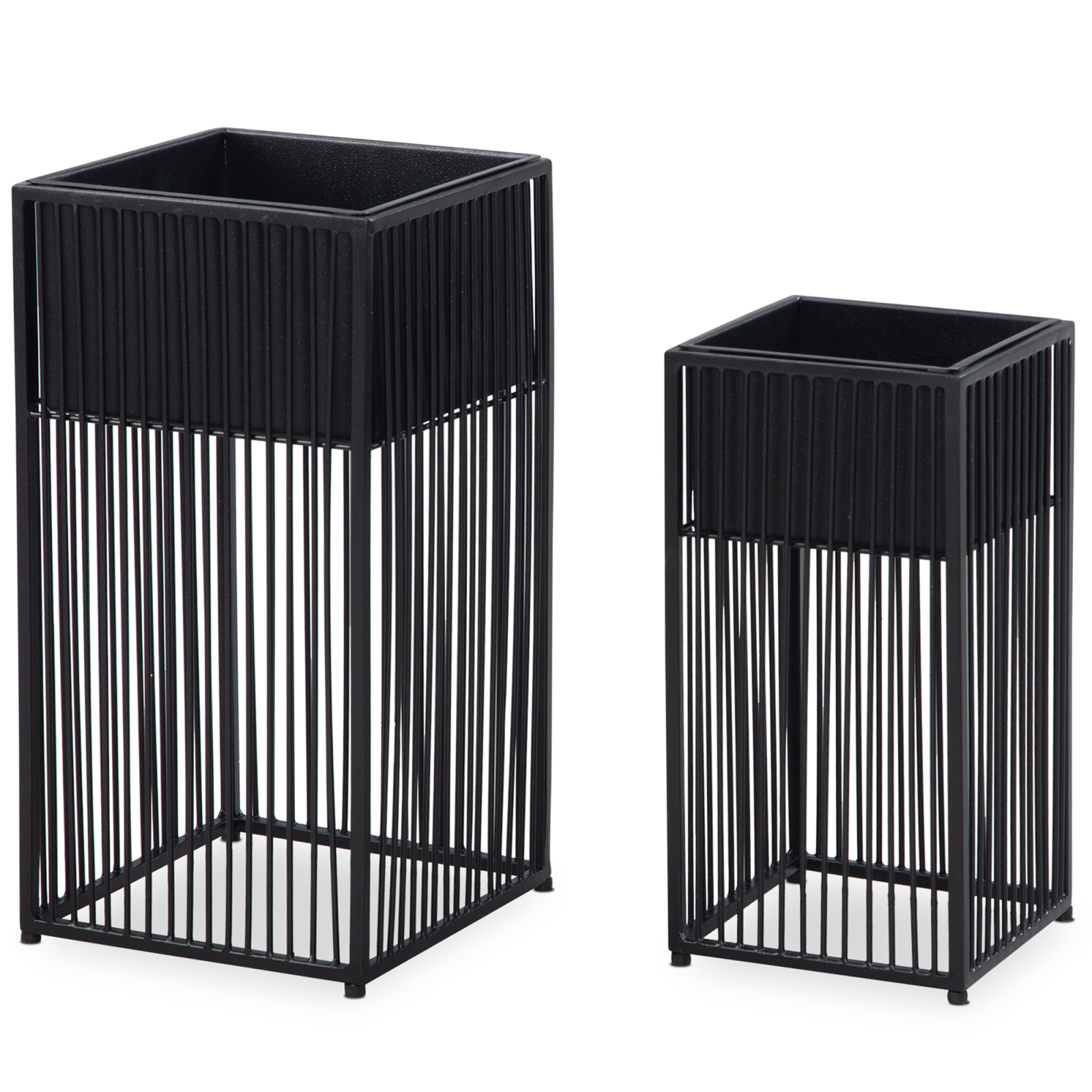 2-teiliges Blumentopf-Set - schwarz - Eisen