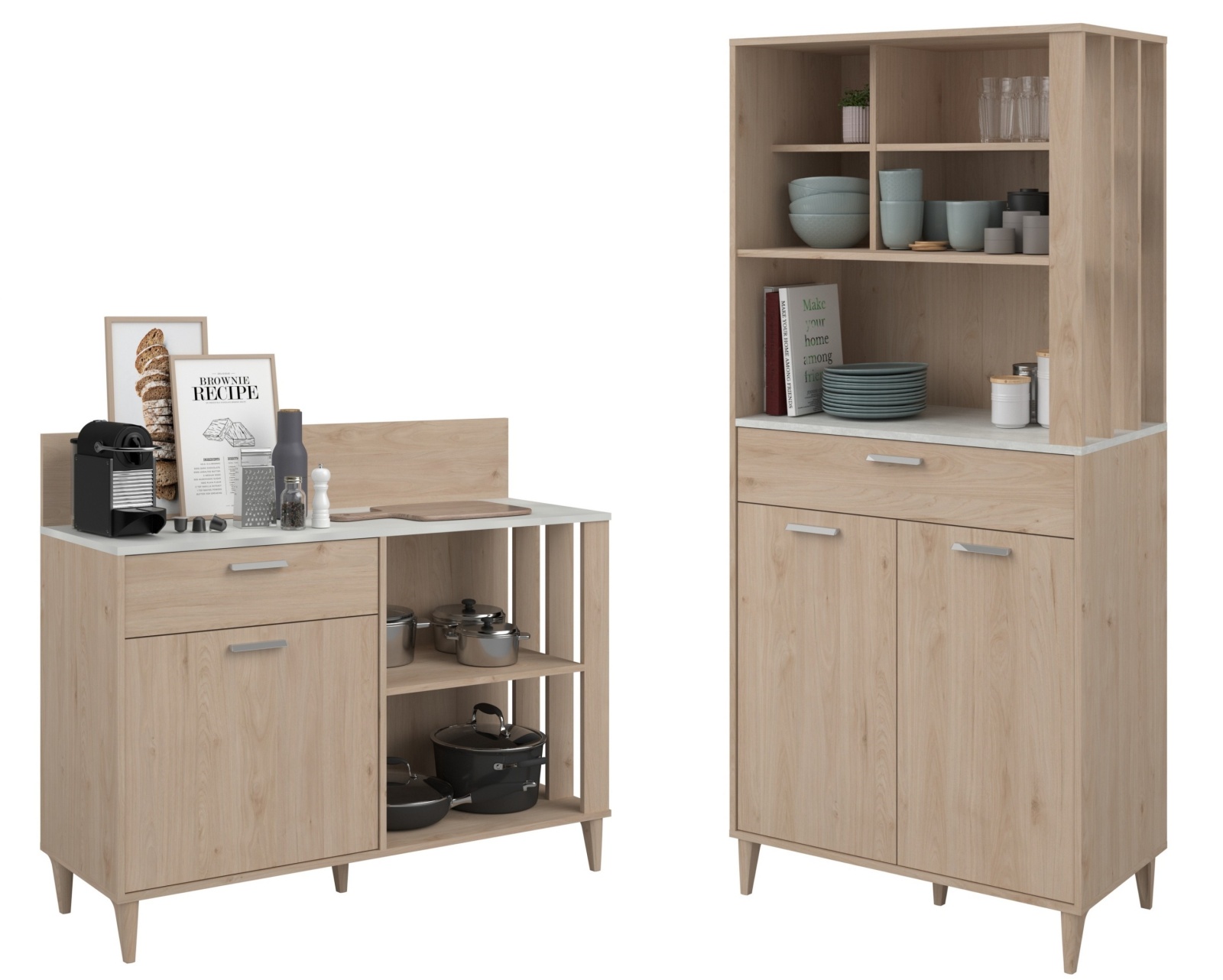 2-teiliges Buffet-Set GALA 2 - Jackson Eiche - Beton-Optik