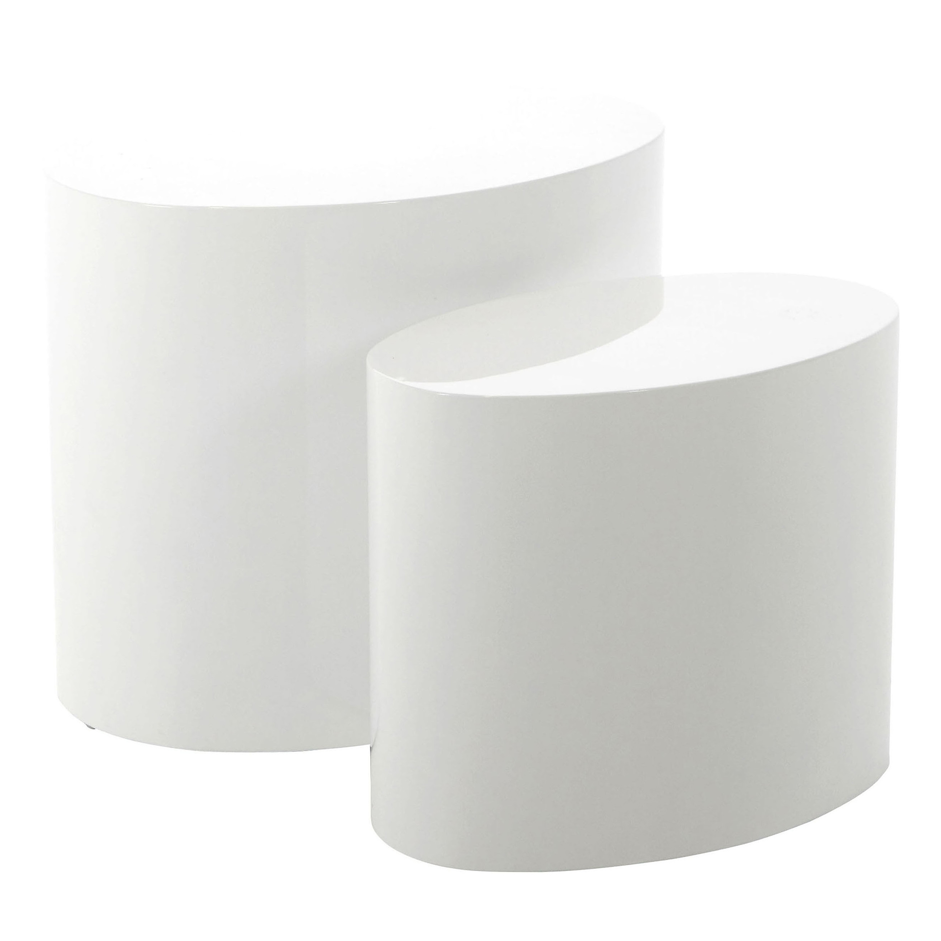 2-teiliges Couchtisch-Set MICE - weiß Hochglanz