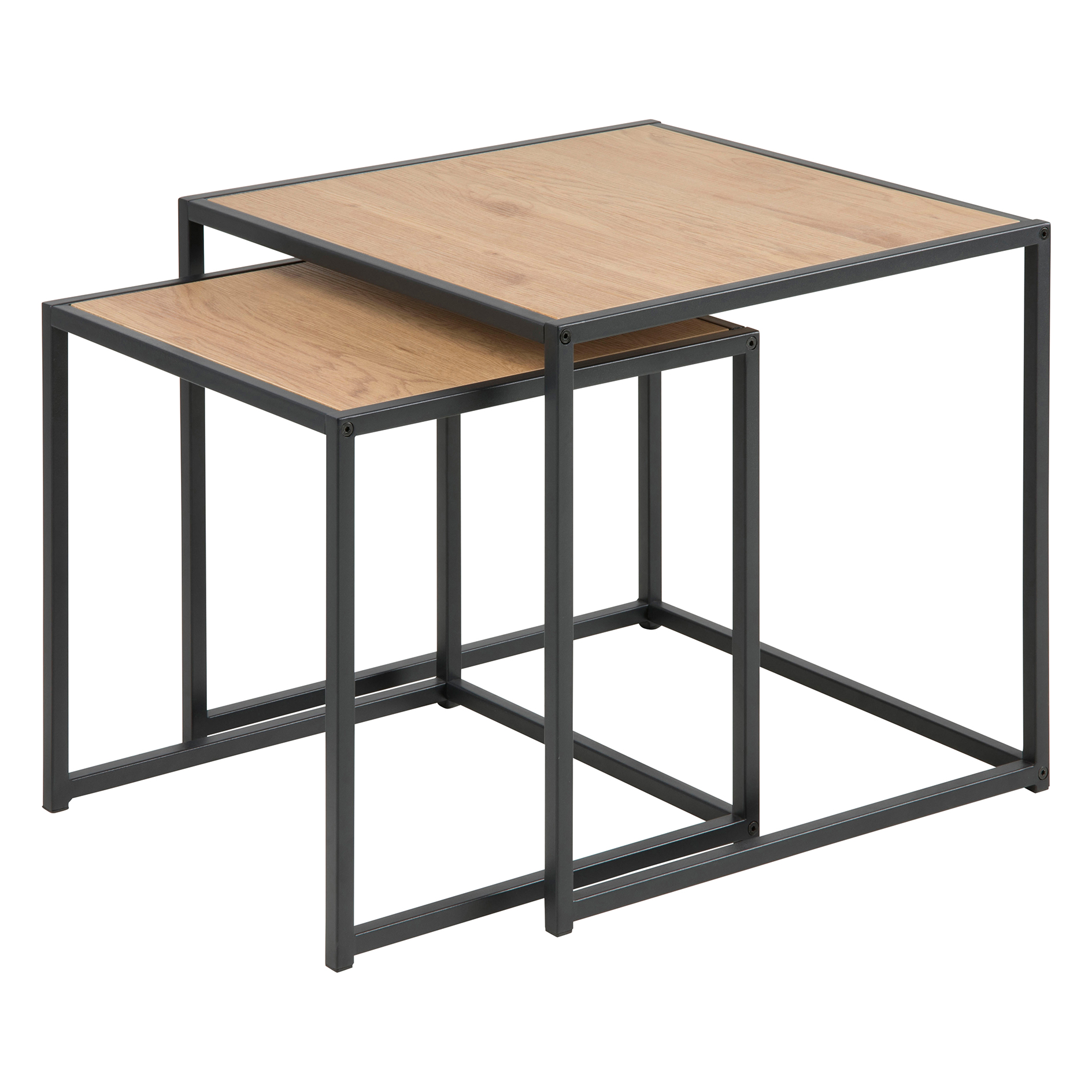 2-teiliges Couchtisch-Set SEAFORD - schwarz-Wildeiche - 50x50 cm