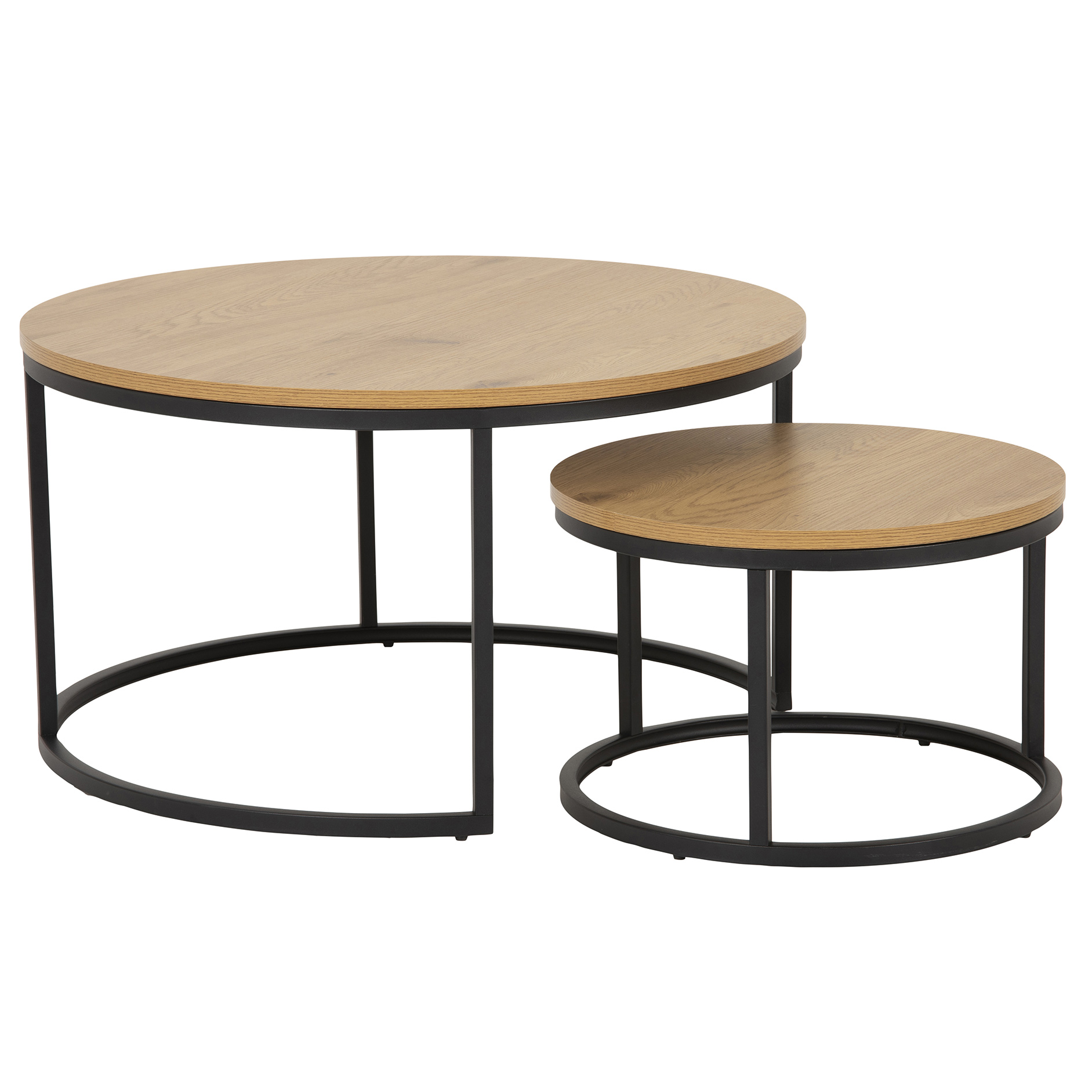 2-teiliges Couchtisch-Set SPIRO - holzfarben-schwarz
