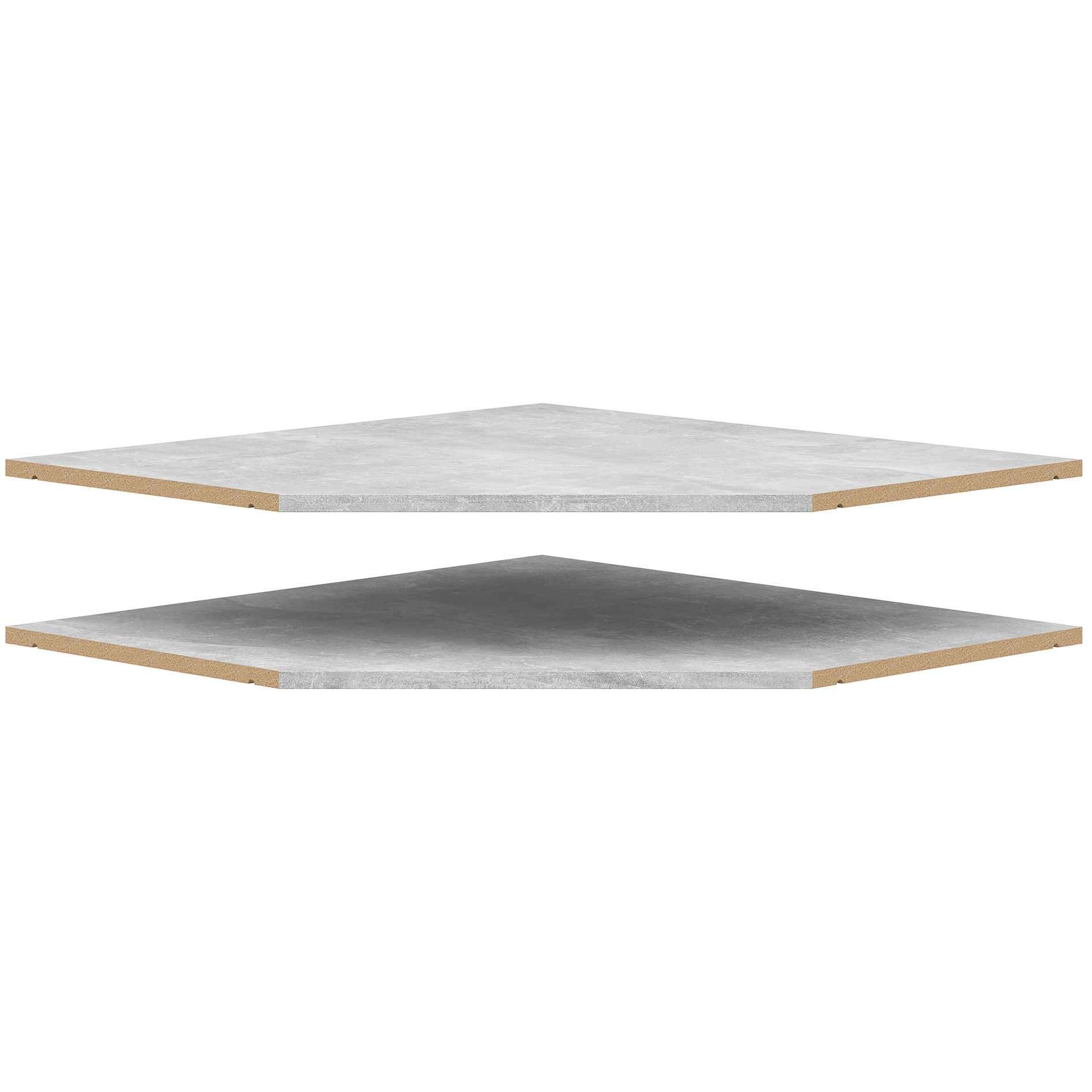 2-teiliges Eck-Einlegeboden-Set - Betonoptik
