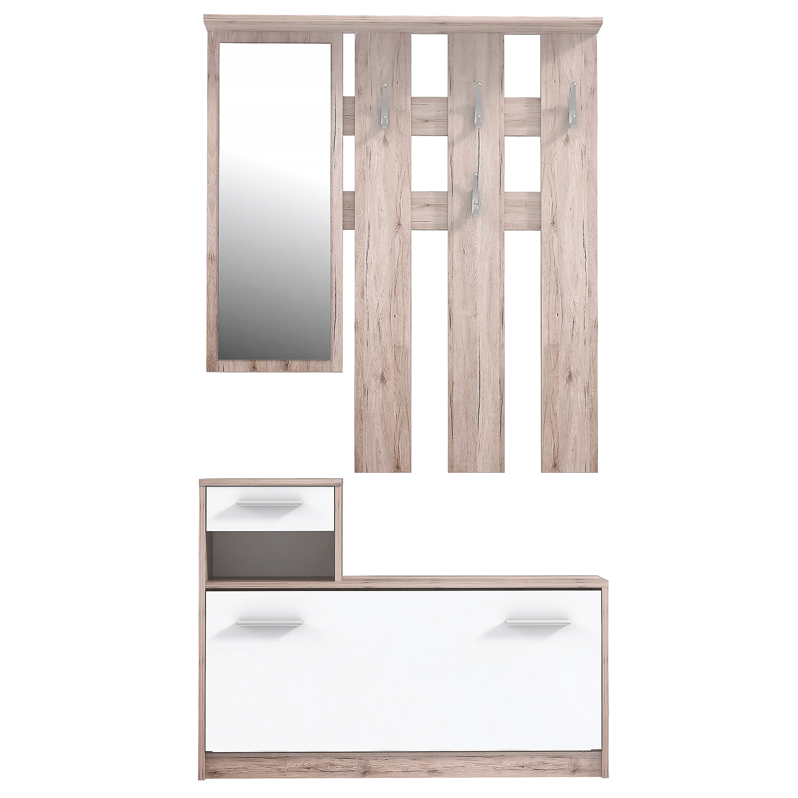 2-teiliges Garderoben-Set - Sandeiche-weiß 98 cm breit