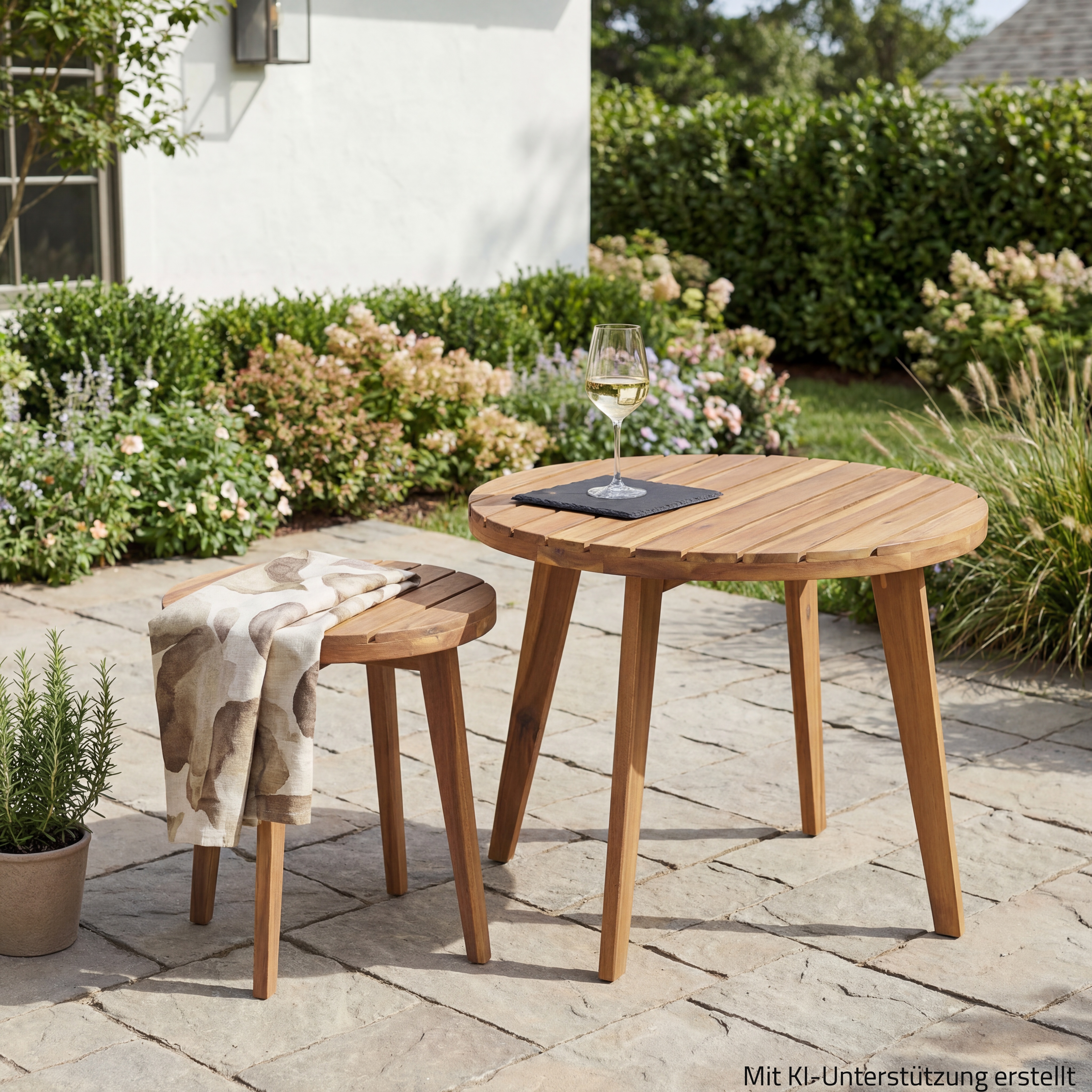 2-teiliges Gartentisch-Set - naturfarben - Holz
