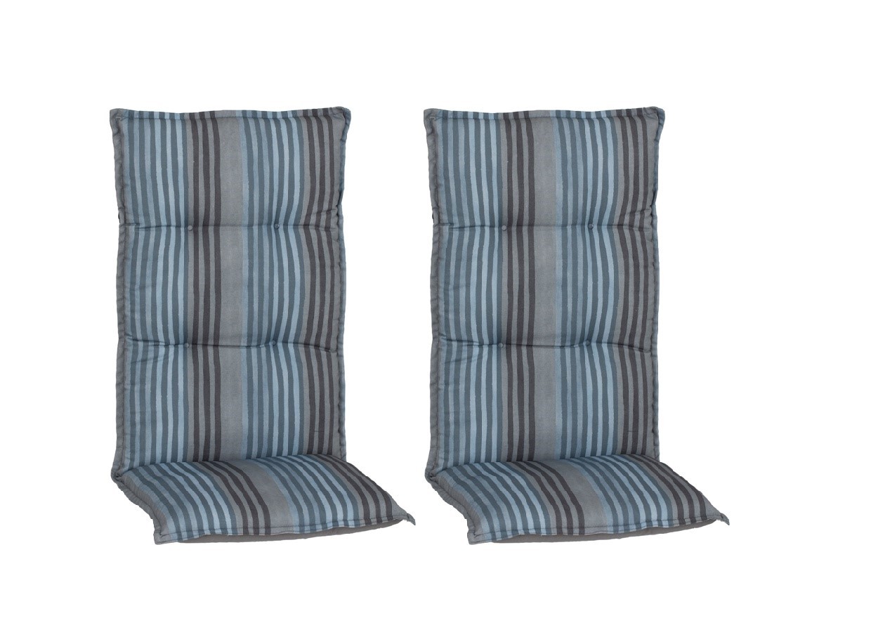 2-teiliges Hochlehnerauflagen-Set - blau-grau - 118 cm