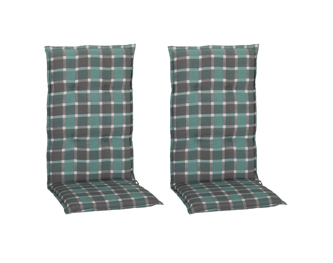 2-teiliges Hochlehnerauflagen-Set - türkis - Karo - 118 cm