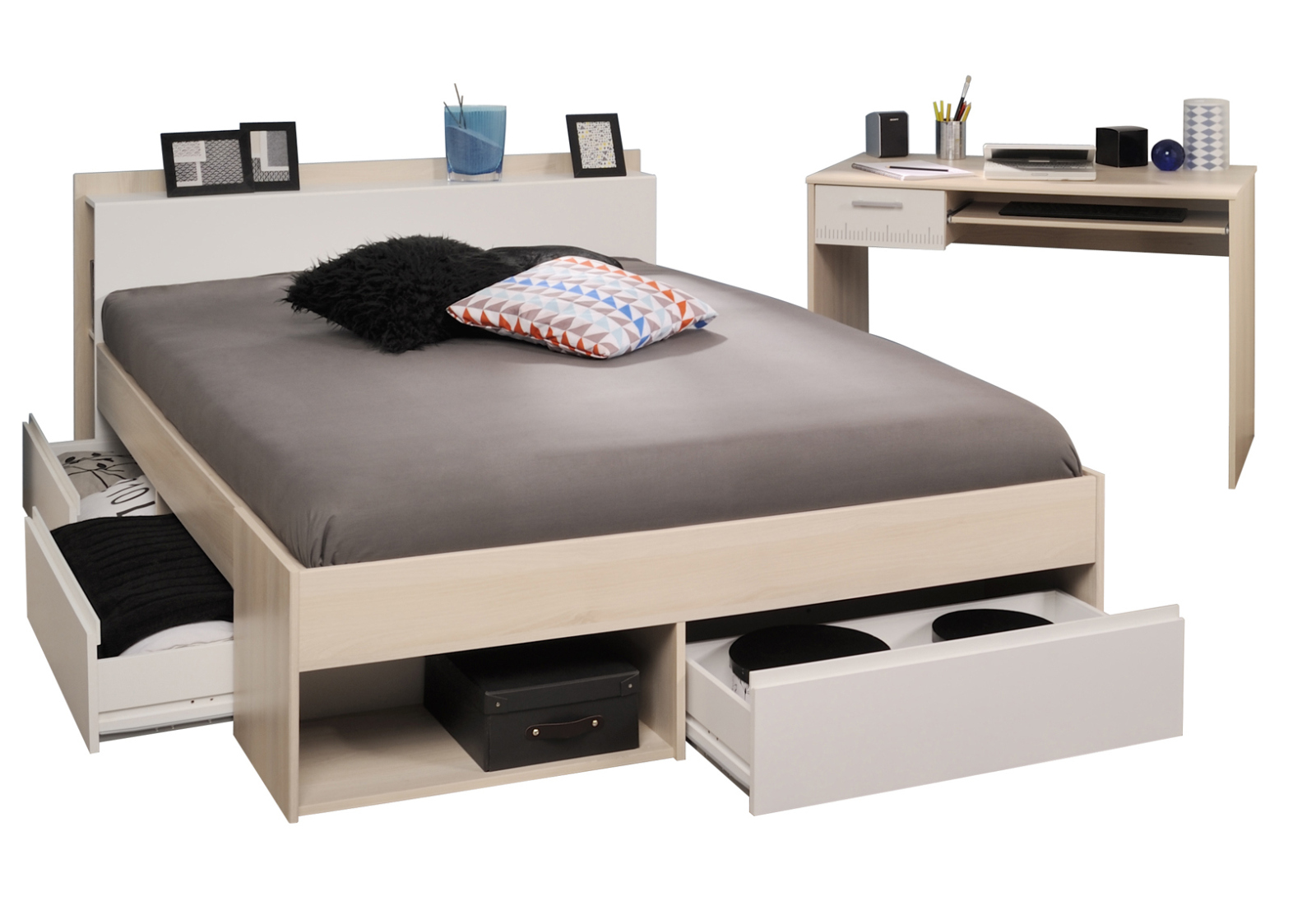 2-teiliges Jugendzimmer-Set MOST 62 - Akazie-weiß - 160x200 cm