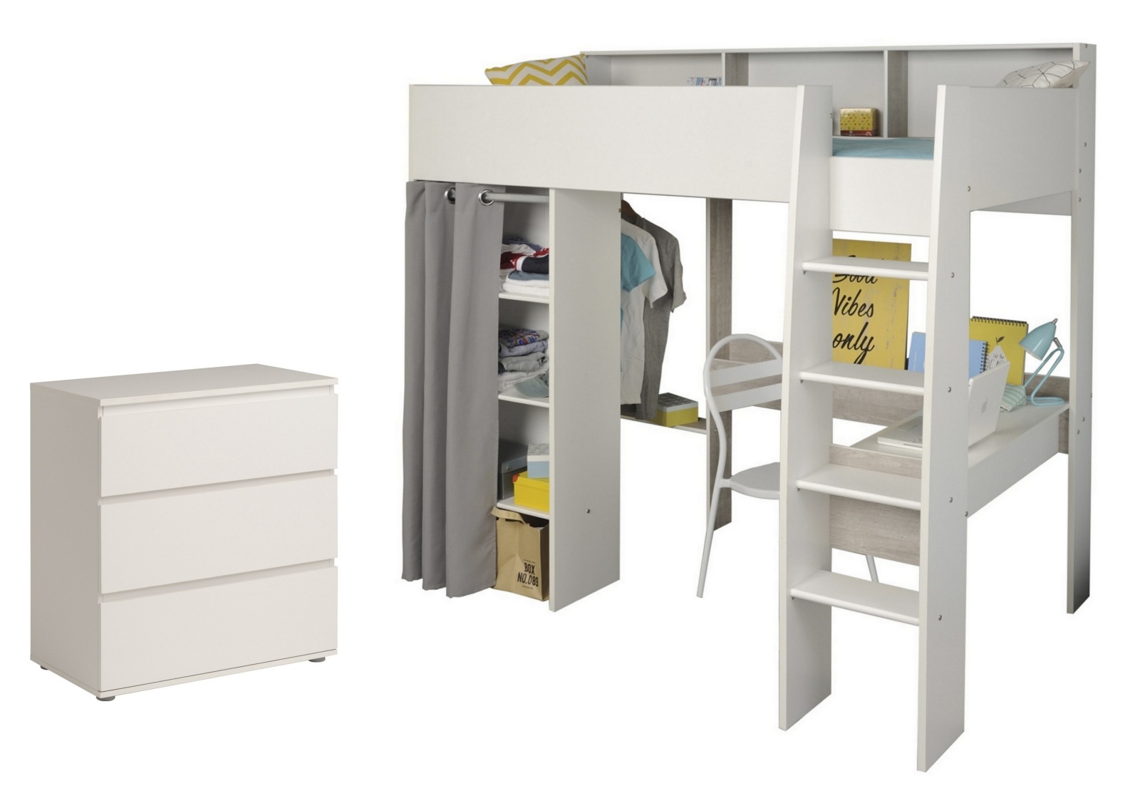 2-teiliges Jugendzimmer-Set TAYLOR12 - weiß-grau