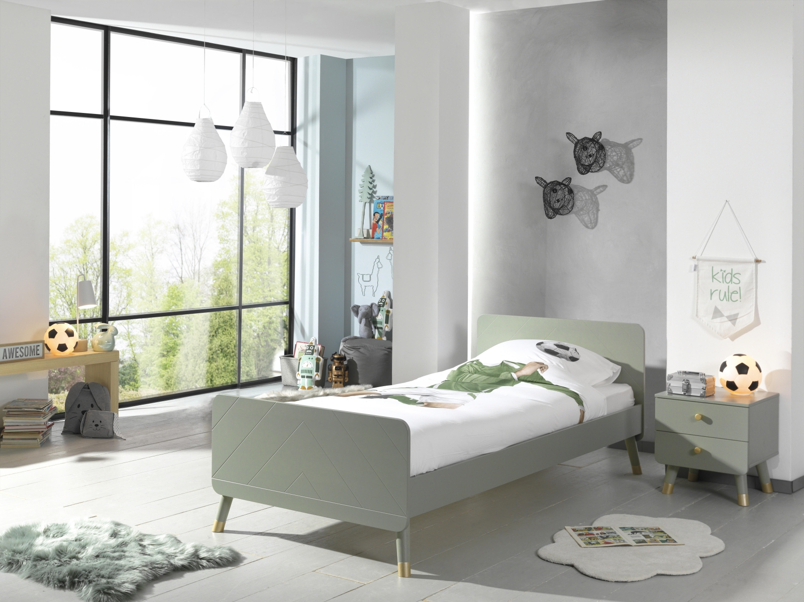 2-teiliges Kinderzimmer-Set BILLY - olive grün - 90x200 cm