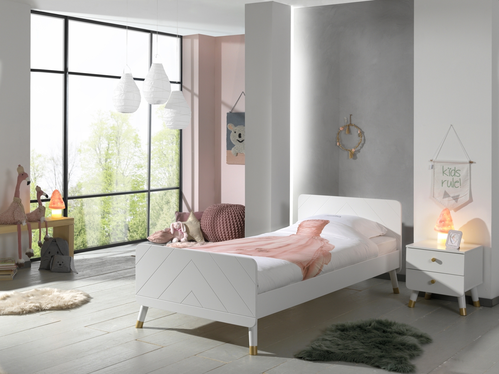 2-teiliges Kinderzimmer-Set BILLY - satin weiß - 90x200 cm