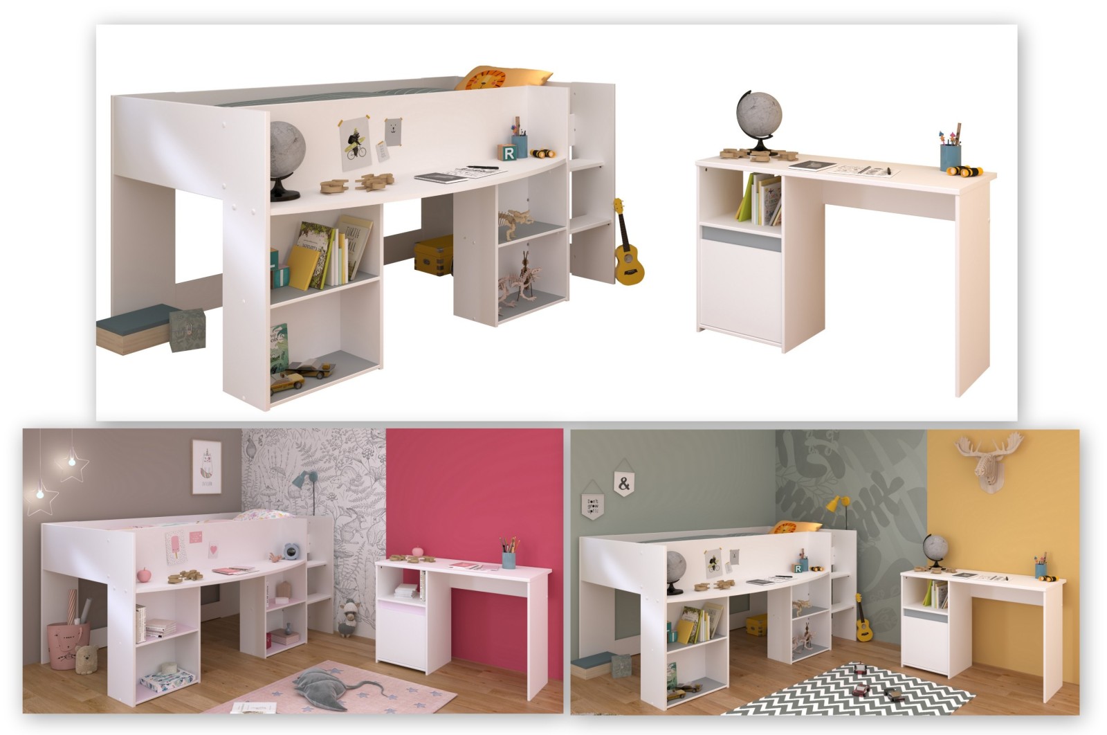 2-teiliges-Kinderzimmer-Set PIROUETTE 17 - weiß