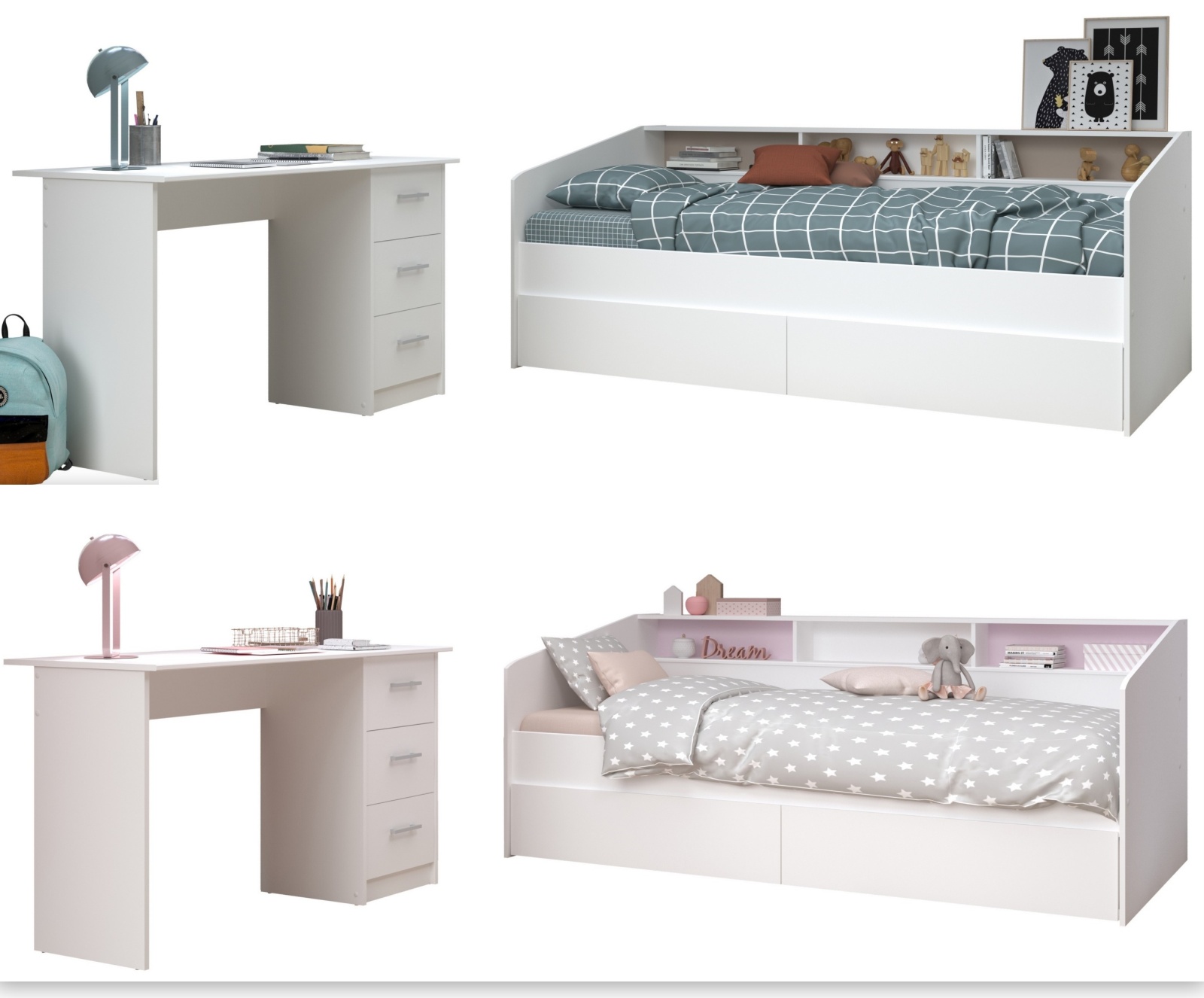2-teiliges Kinderzimmer SLEEP - weiß - 90x200 cm