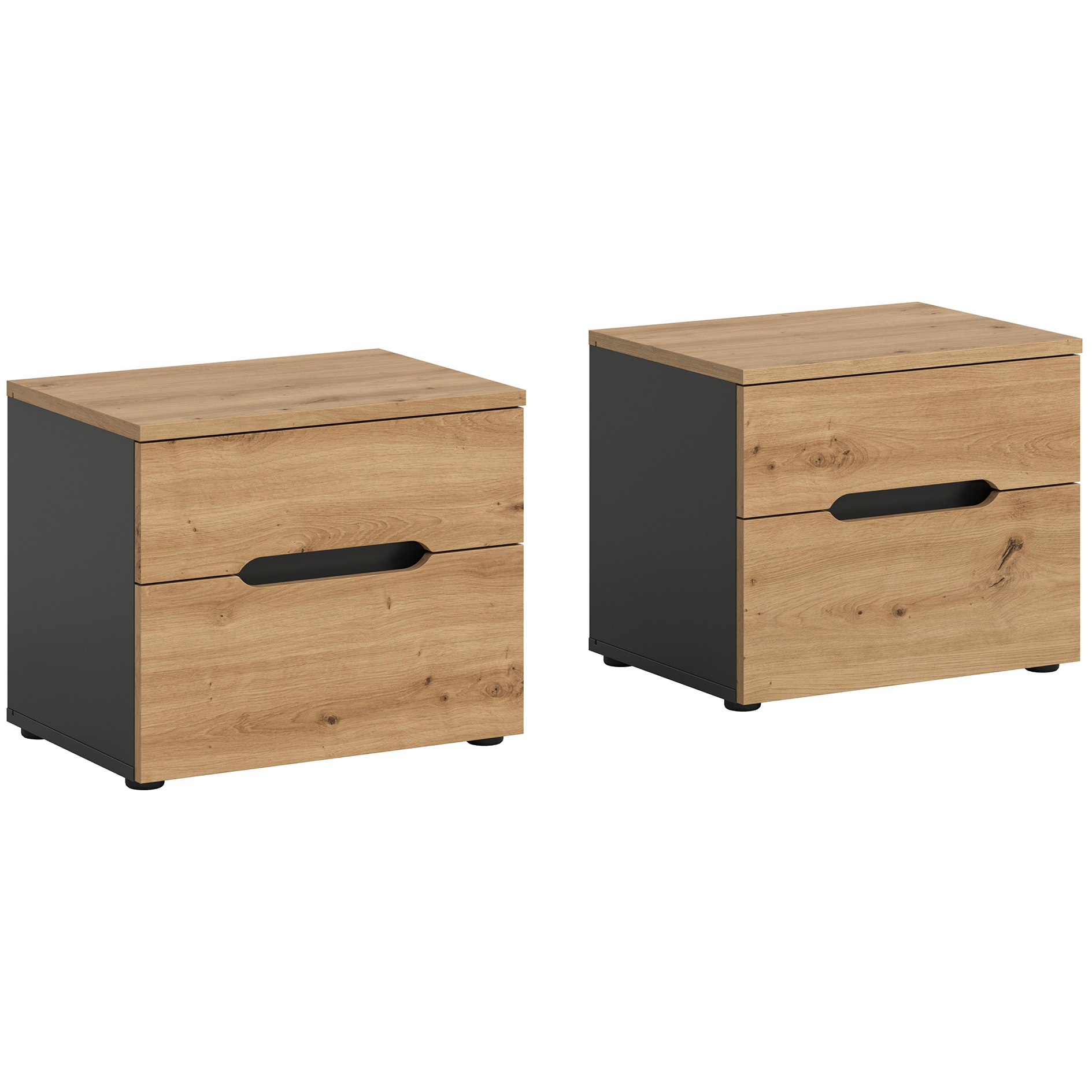 2-teiliges Nachtkommoden-Set CANU - Artisan Eiche - Basalt grau