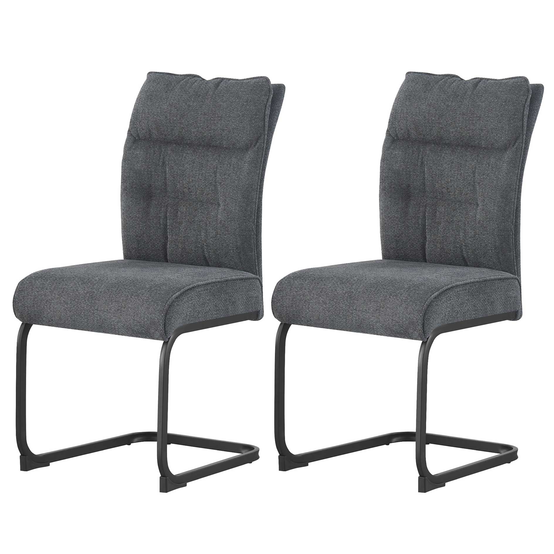 2-teiliges Schwinger-Stuhl-Set FRIEDA - anthrazit - Chenille-Optik