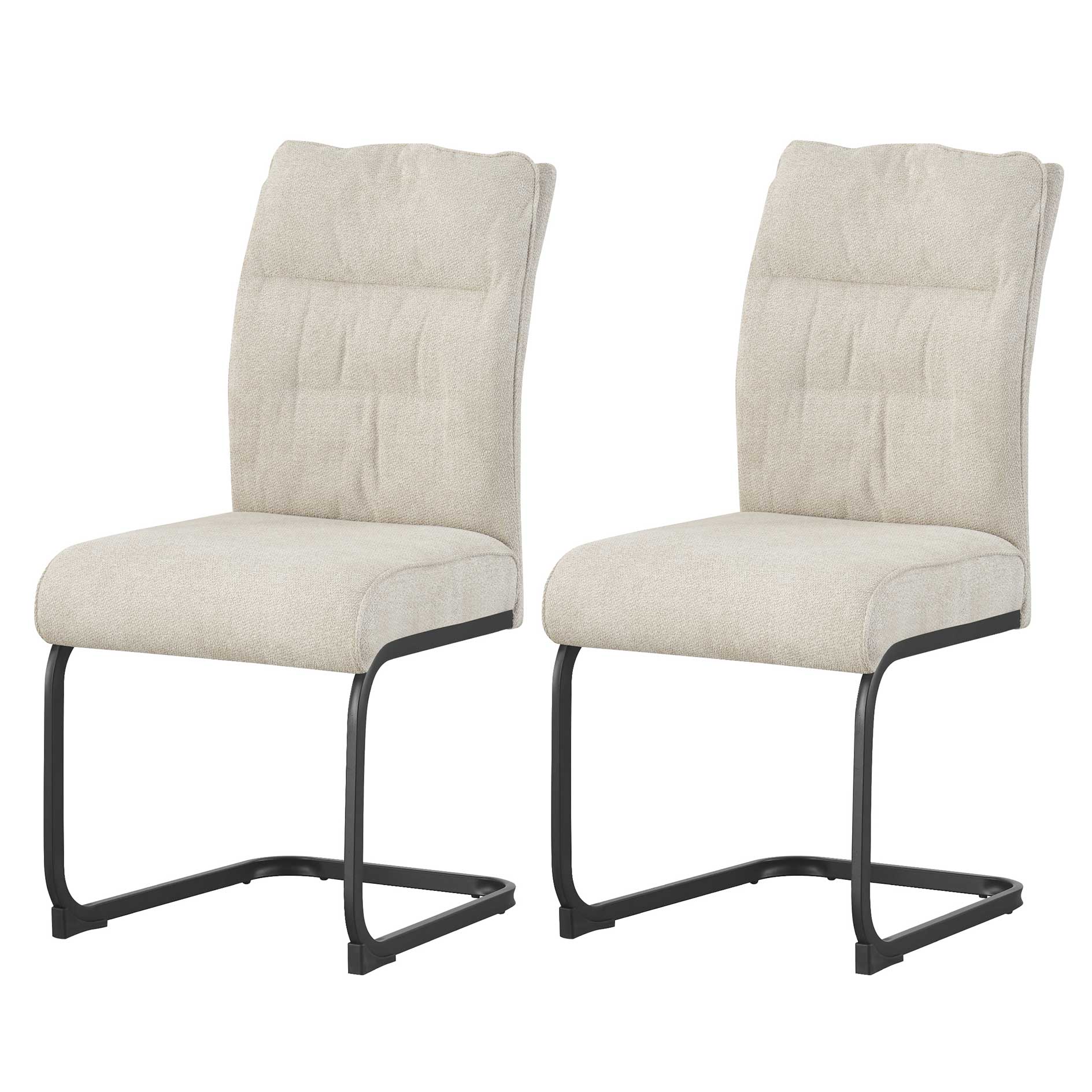 2-teiliges Schwinger-Stuhl-Set FRIEDA - creme - Chenille-Optik