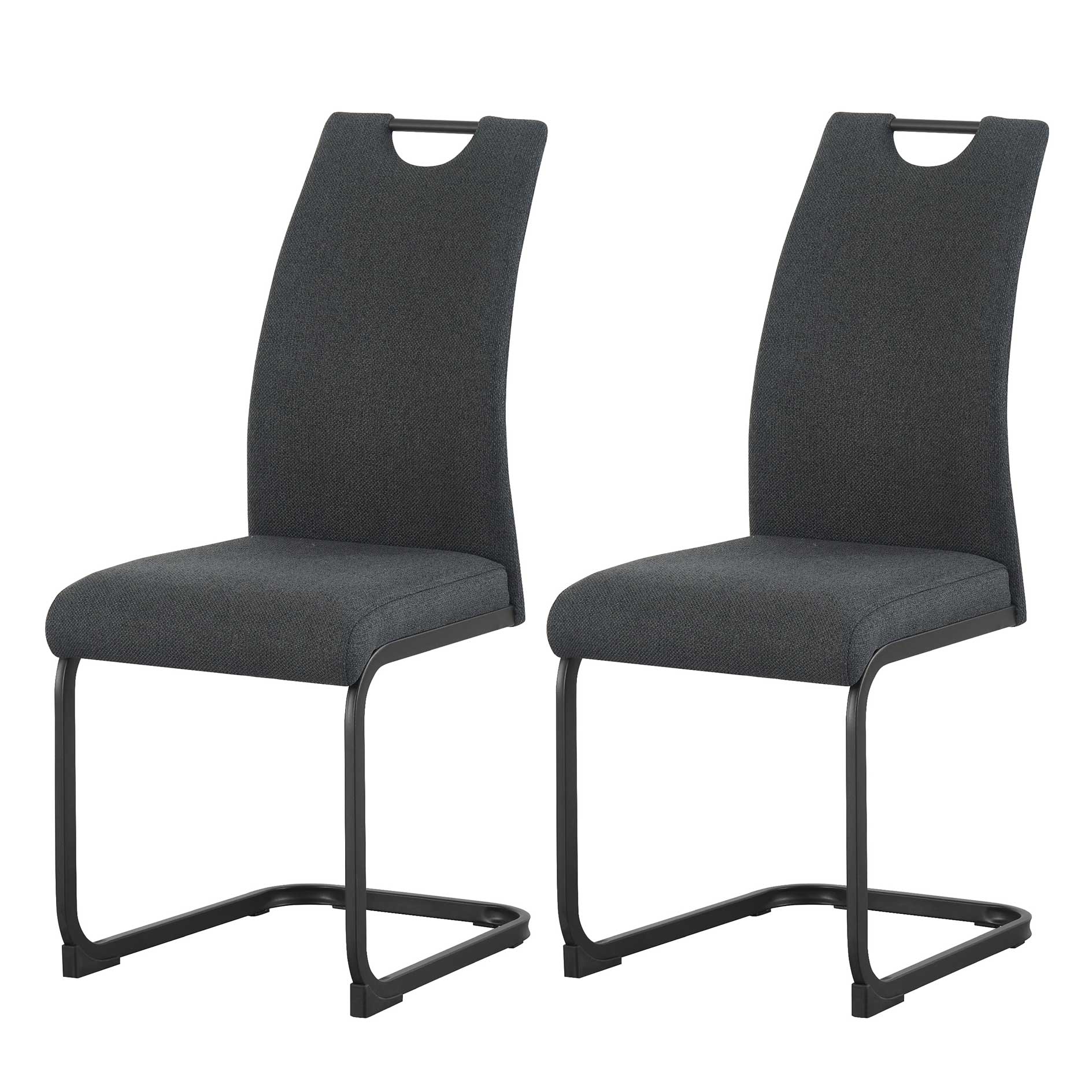 2-teiliges Schwinger-Stuhl-Set HANNA - anthrazit - Webstoff