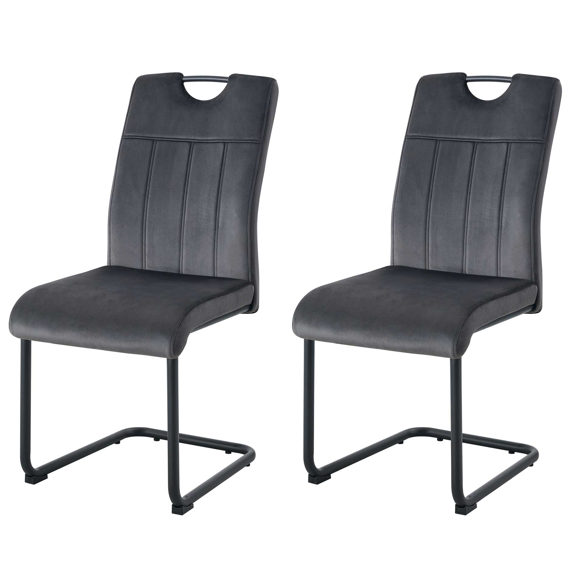 2-teiliges Schwinger-Stuhl-Set LISA - anthrazit - Velouroptik