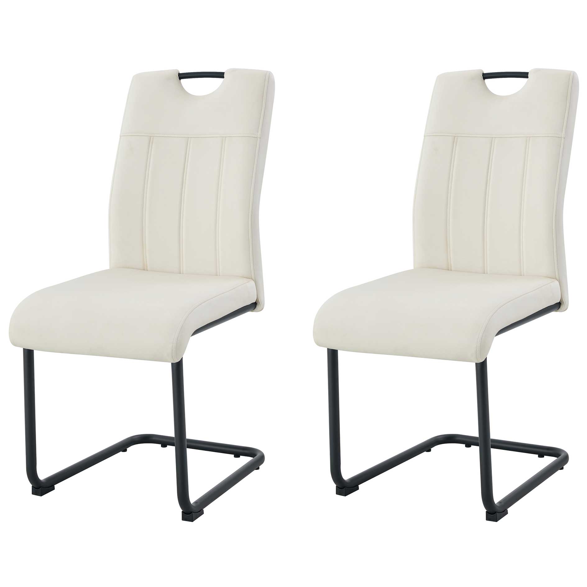 2-teiliges Schwinger-Stuhl-Set LISA - creme - Velouroptik