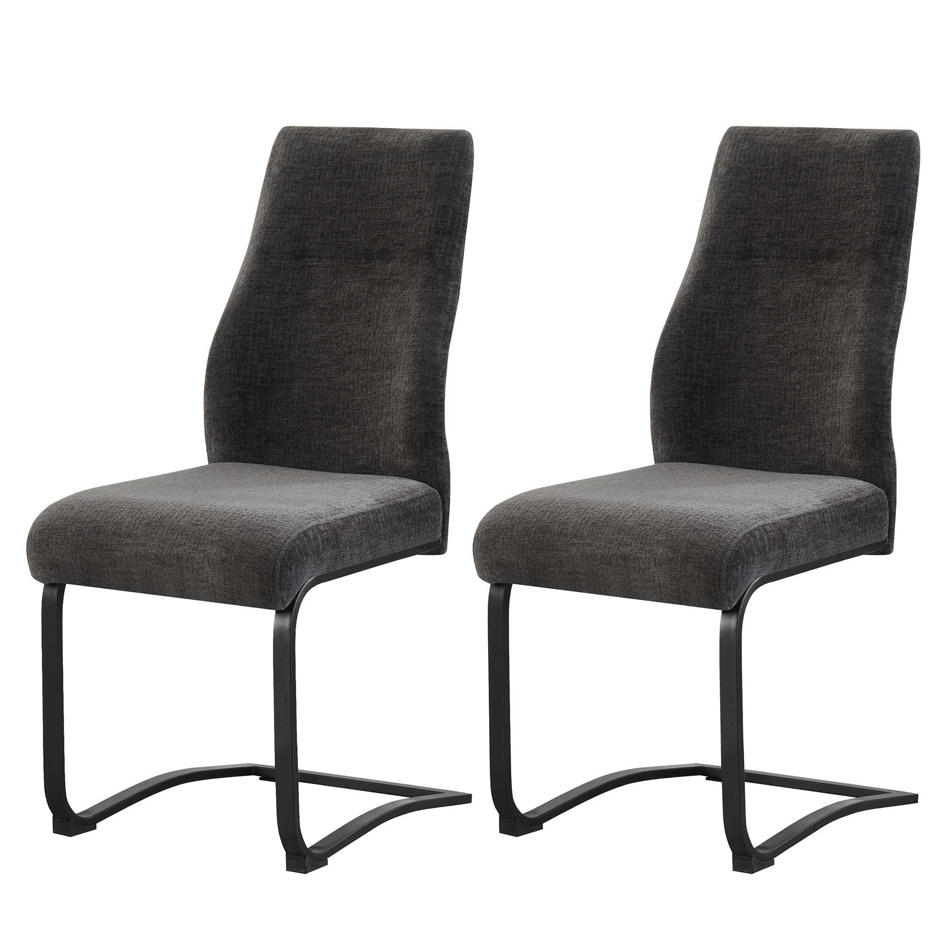 2-teiliges Schwinger-Stuhl-Set TINA - anthrazit - Strukturstoff