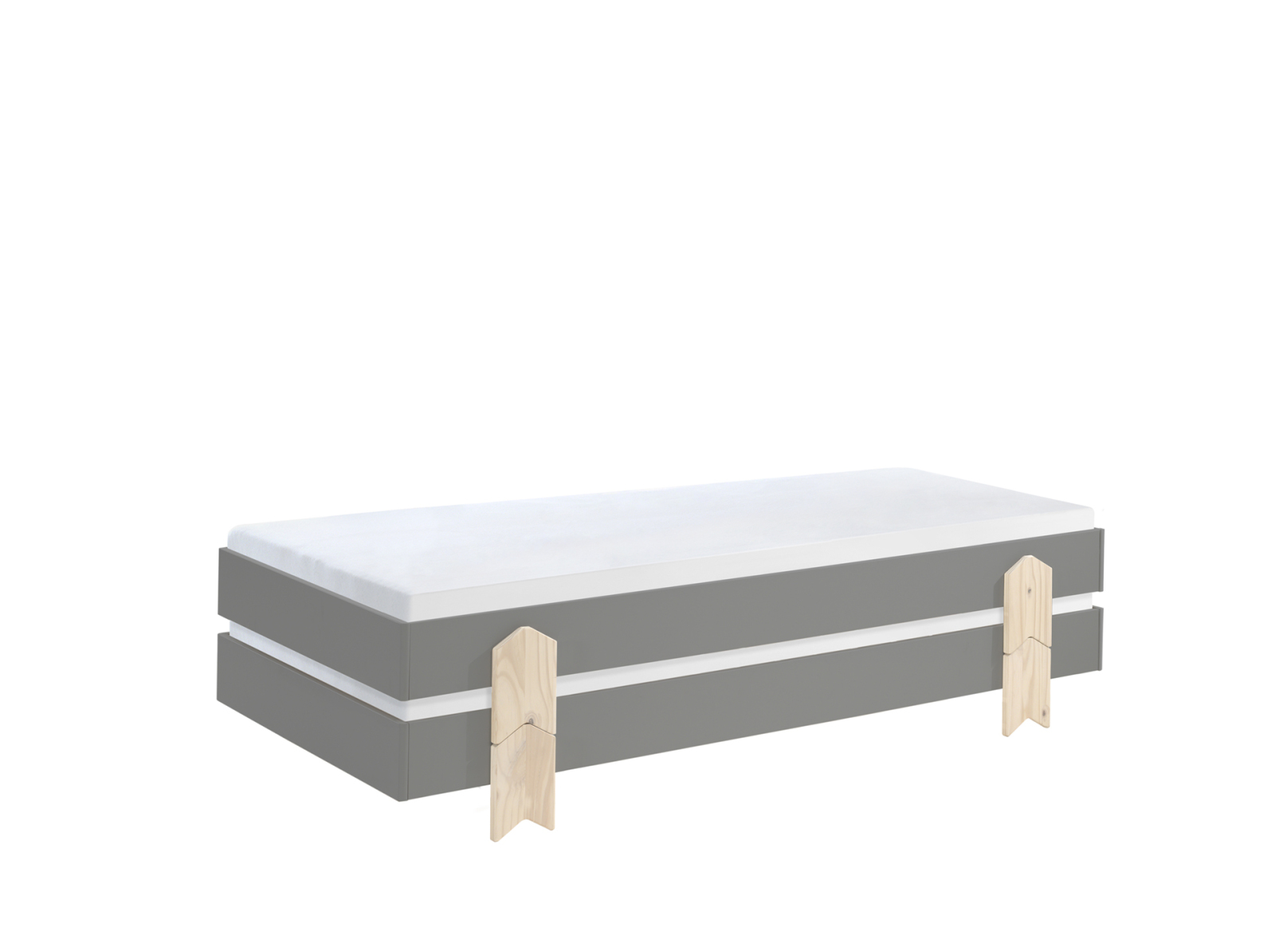 2-teiliges Stapelbett-Set MODULO - grau - Pfeil - 90x200 cm