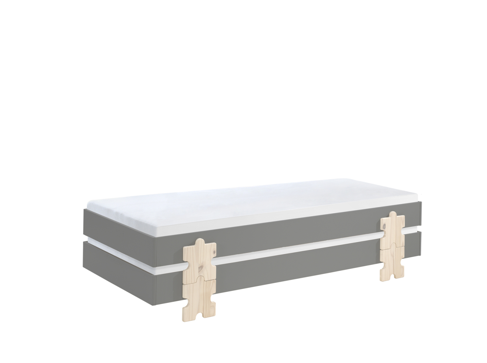 2-teiliges Stapelbett-Set MODULO - grau - Puzzle - 90x200 cm