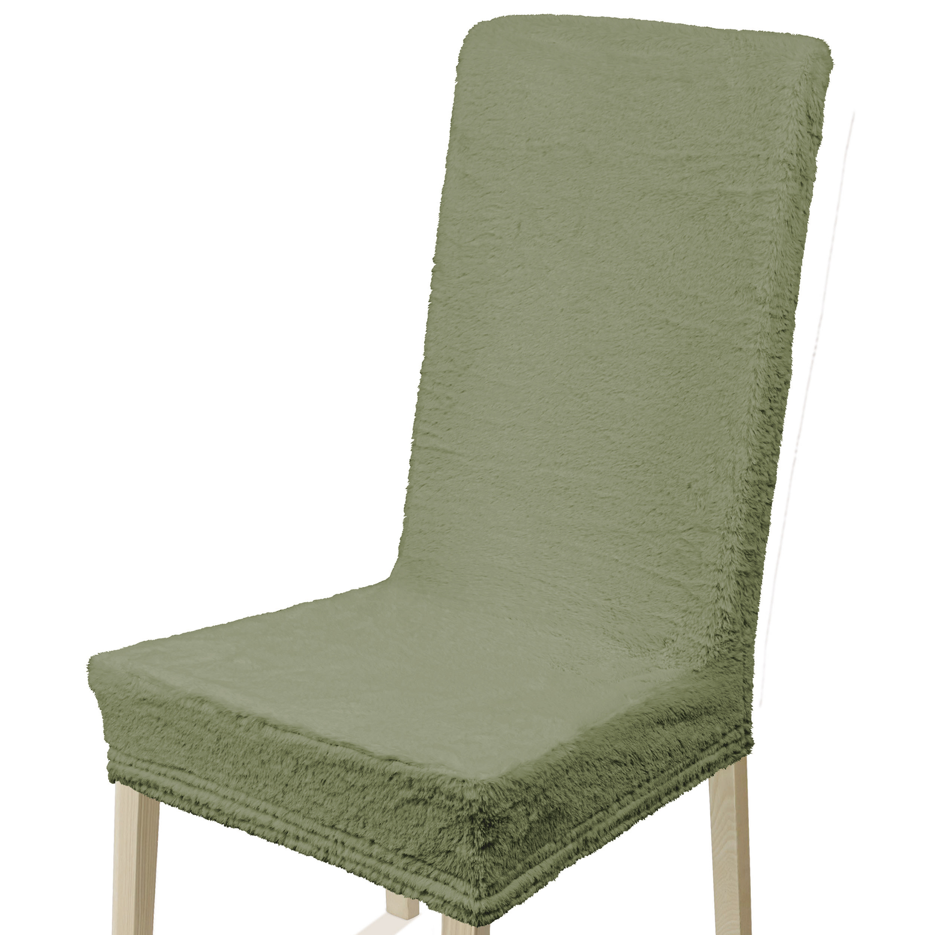 2-teiliges Stuhlhussen-Set - olive - Kunstfell - 60x40 cm