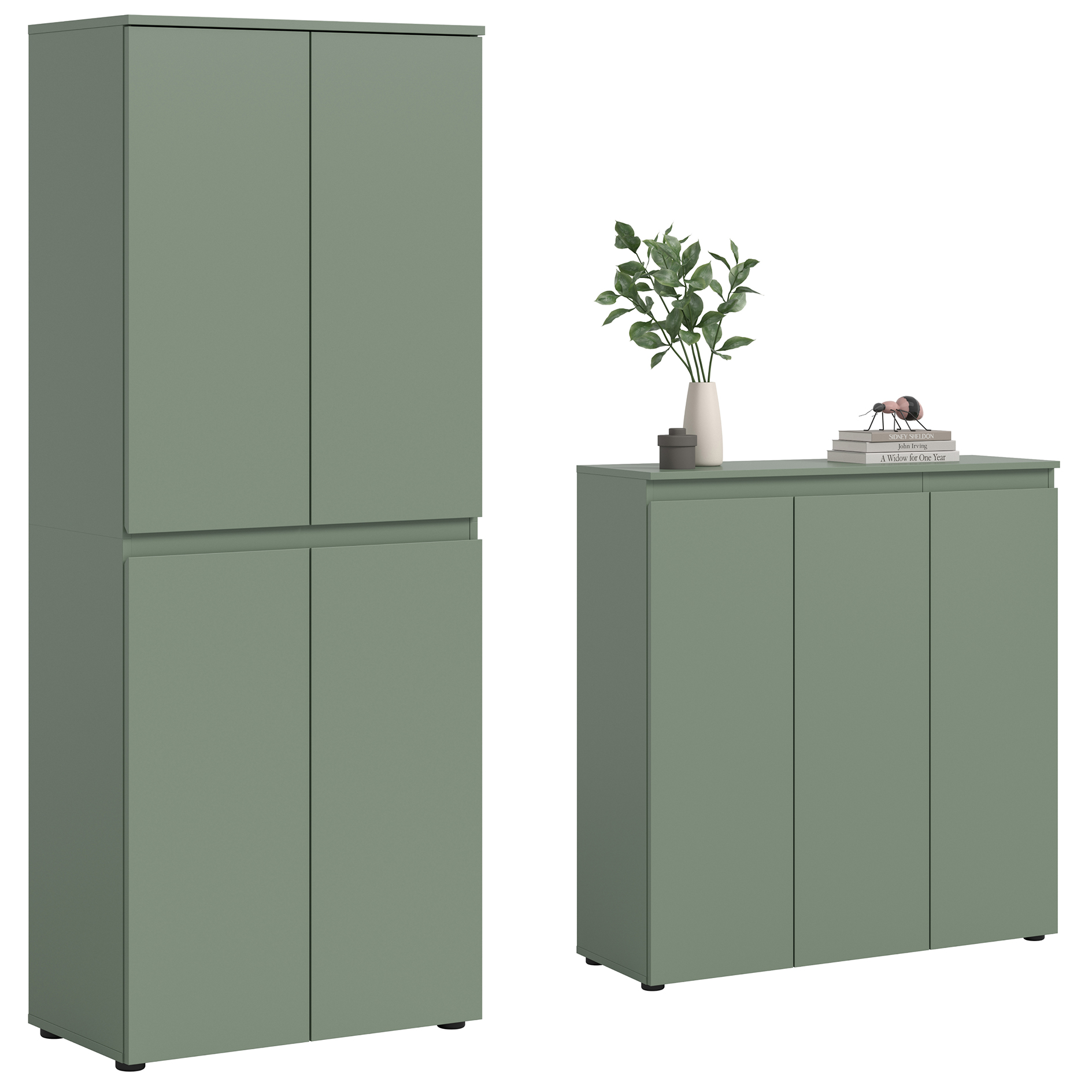 2-teiliges Universalschrank-Set SCARPA - Smoke Green - 185 cm breit