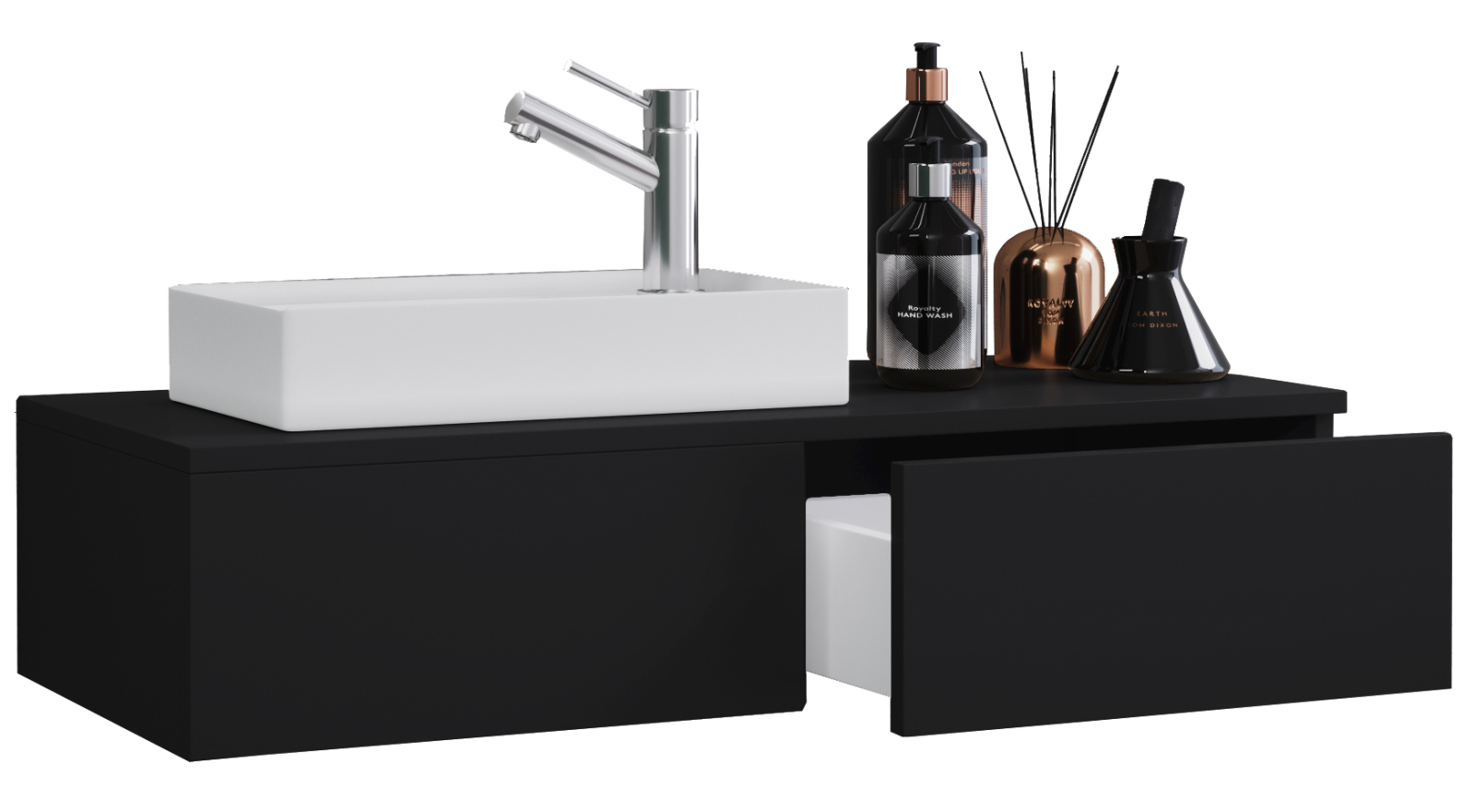 2-teiliges Waschbeckenset GUDAS - schwarz - 85 cm breit