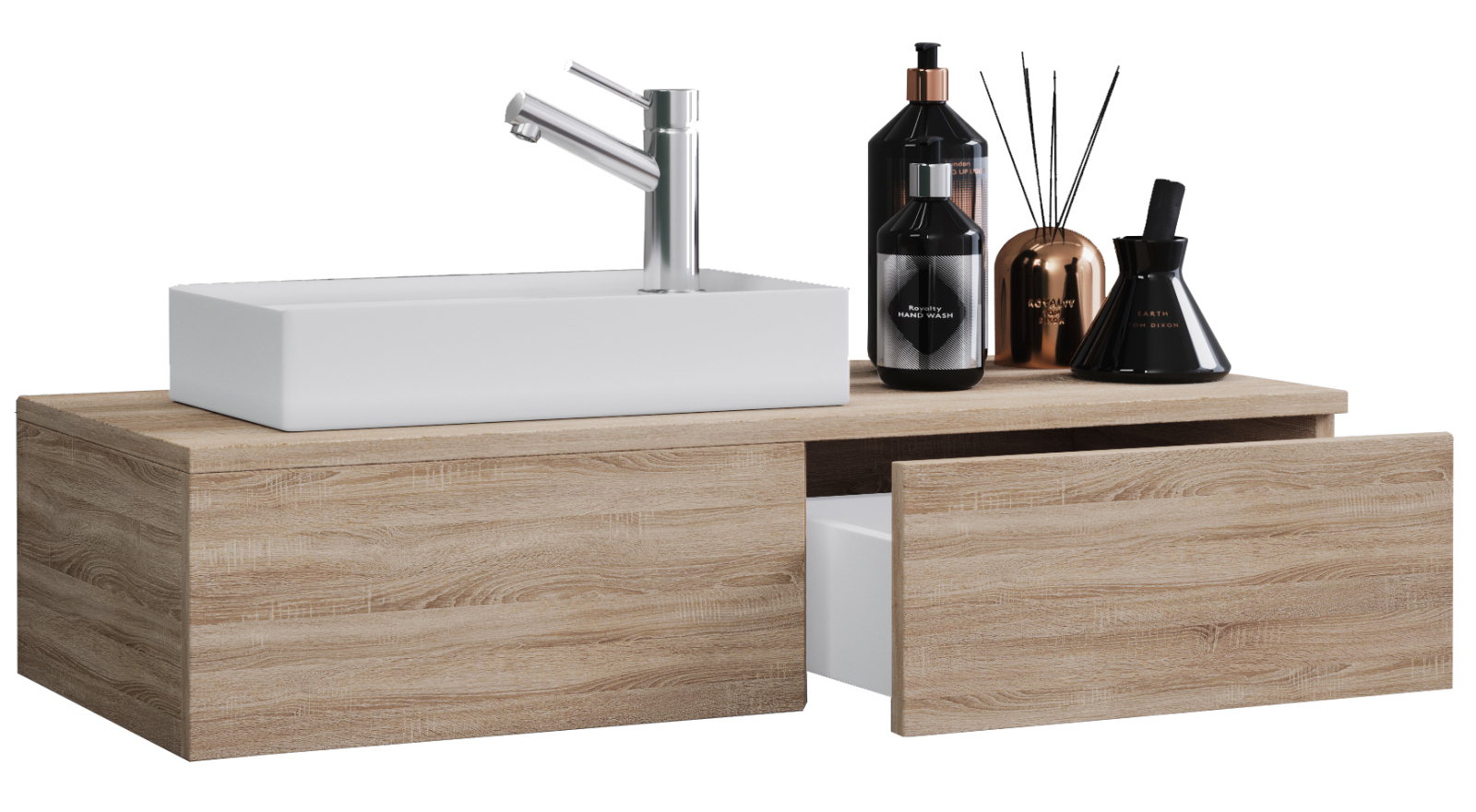 2-teiliges Waschbeckenset GUDAS - Sonoma Eiche - 85 cm breit