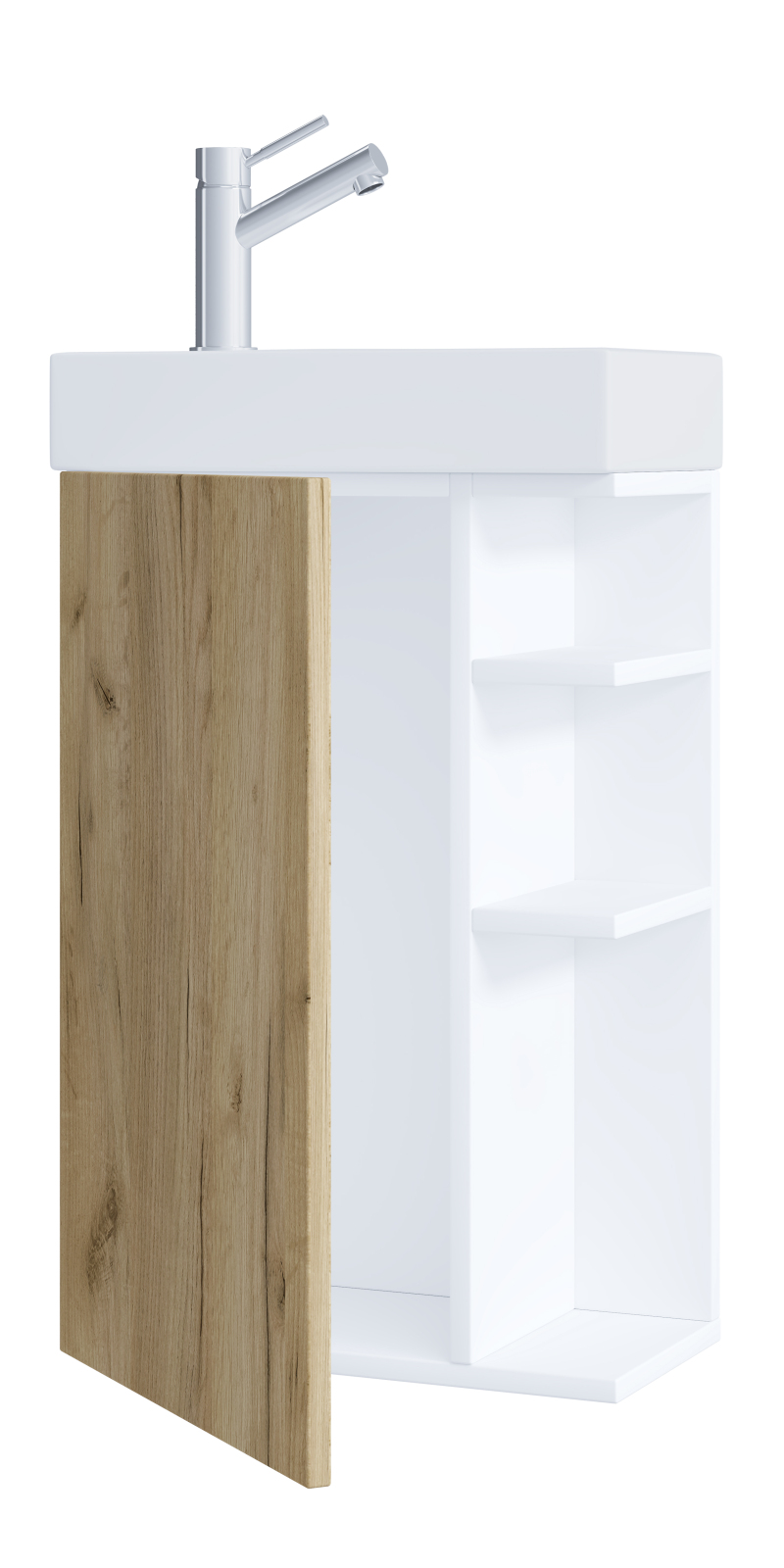 2-teiliges Waschbeckenset LUMIA - weiß-Honig Eiche - 40cm