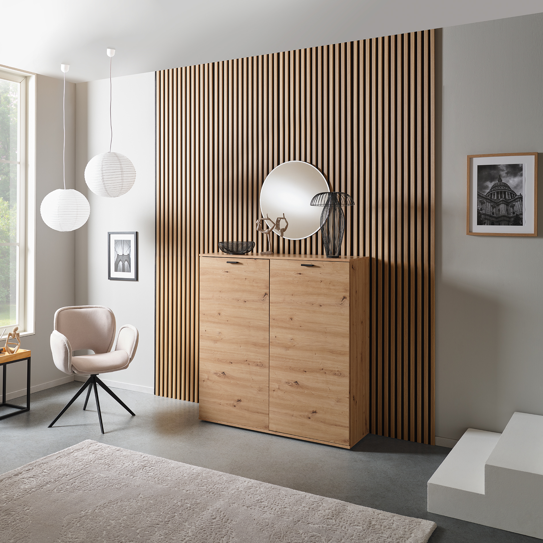 2er-Set Akustikpaneele - Artisan Eiche - Filz schwarz - 61x120 cm