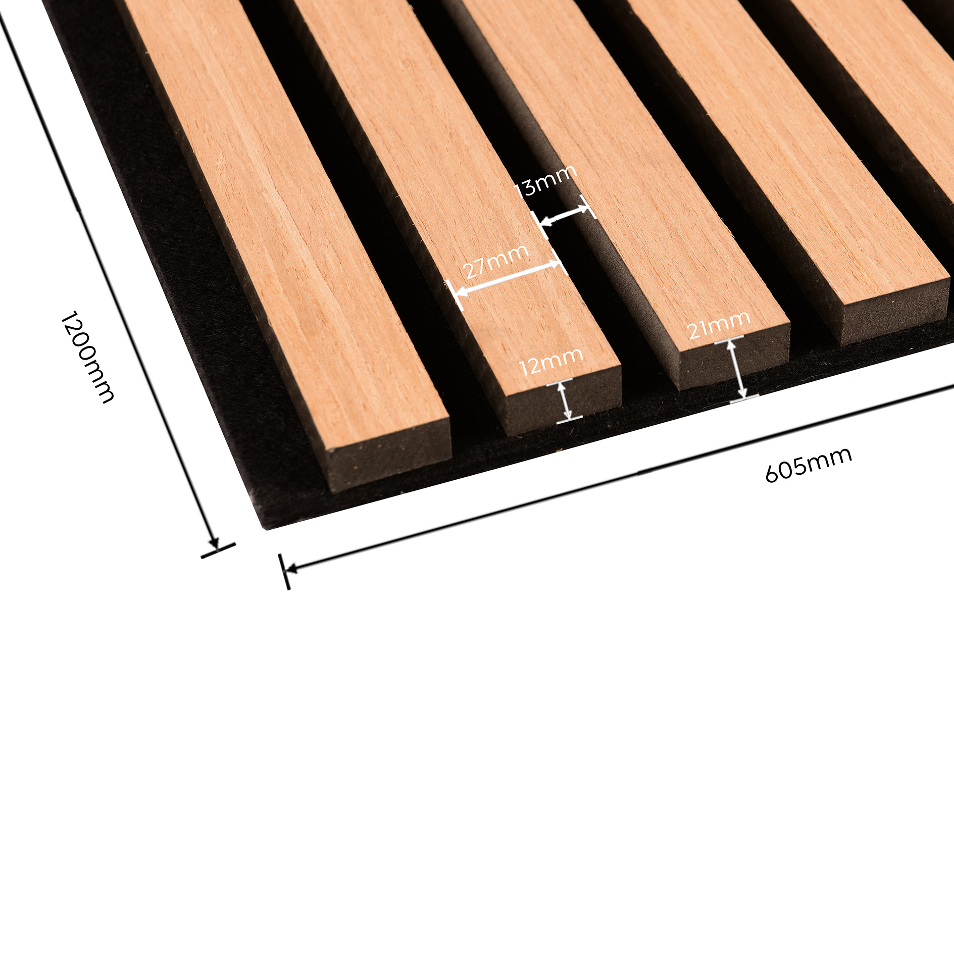 2er-Set Akustikpaneele - Artisan Eiche - Filz schwarz - 61x120 cm