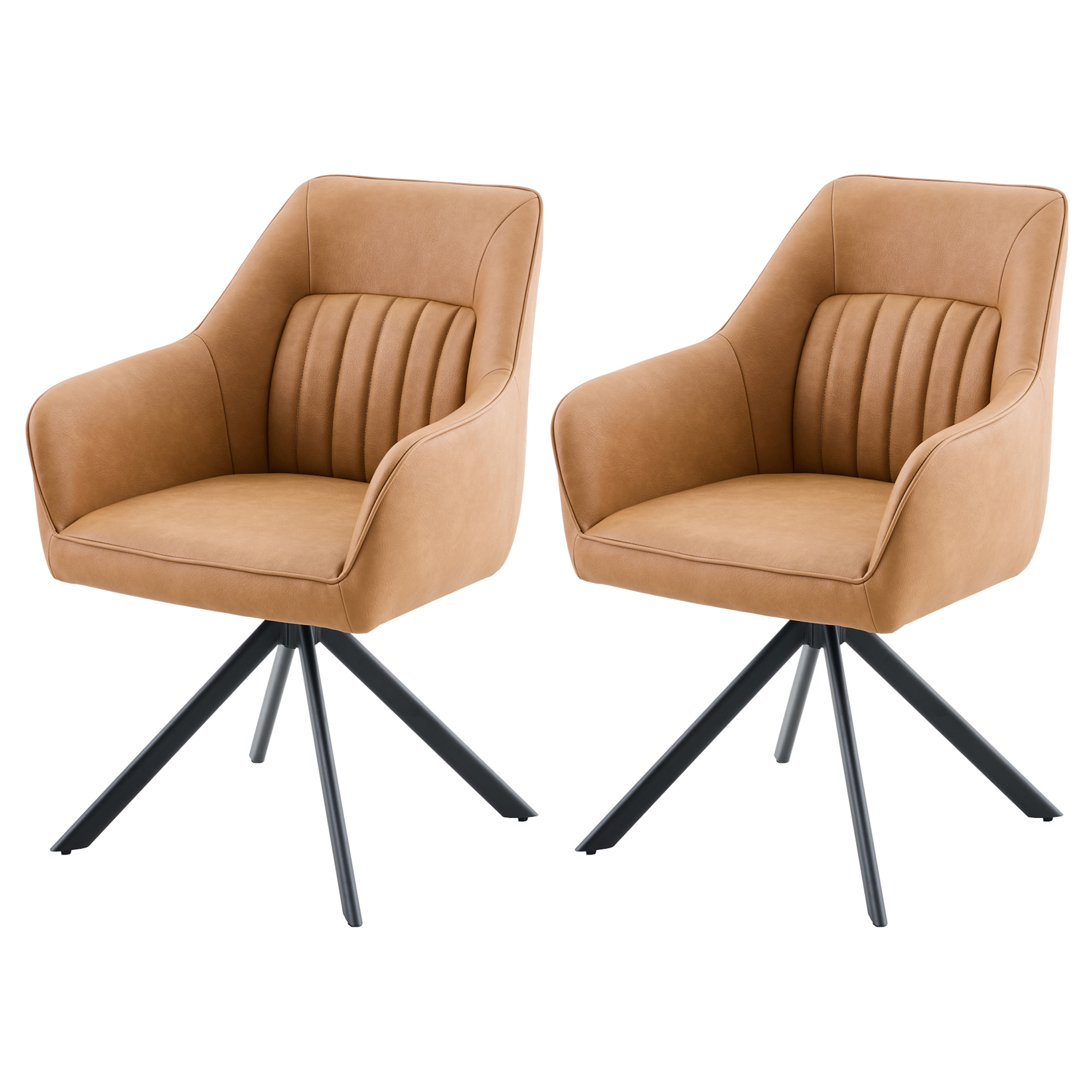 2er-Set Armlehnstühle - cognac - Lederoptik - drehbar
