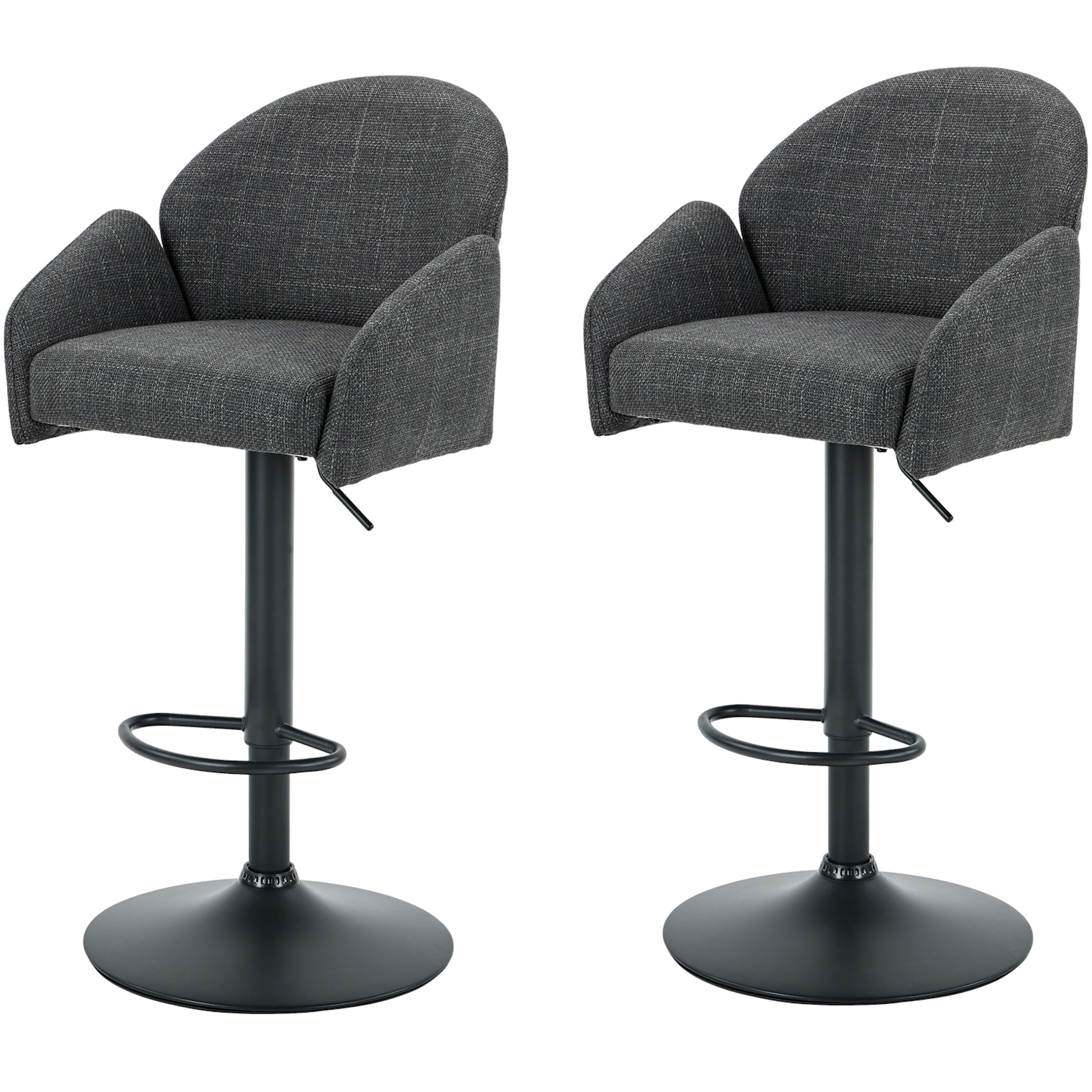 2er-Set Barhocker - anthrazit-schwarz - Microfaser Webstoff - drehbar