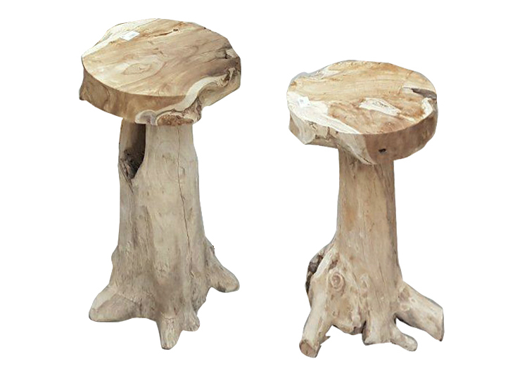 2er-Set Barhocker SURGA - Teak massiv - natur