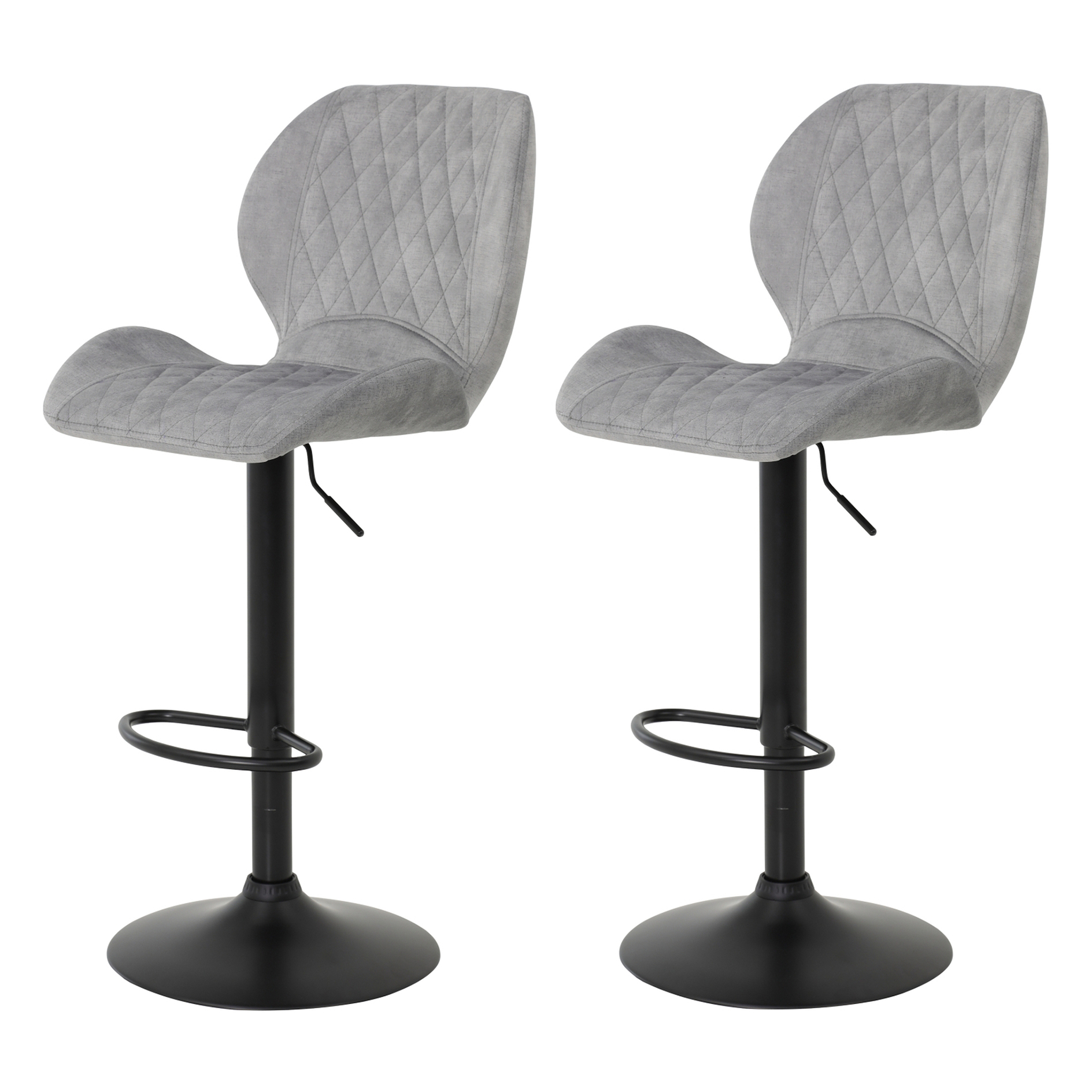 2er-Set Barhocker - Vintage grau - Samtvelour - höhenverstellbar