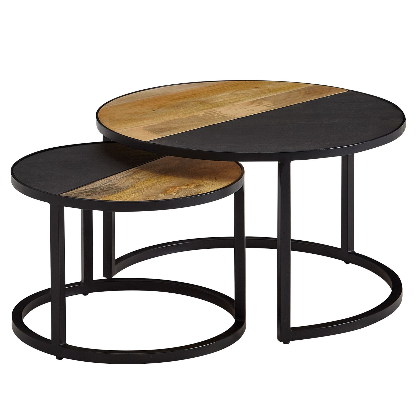 2er-Set Beistelltisch - braun-schwarz - 60 cm