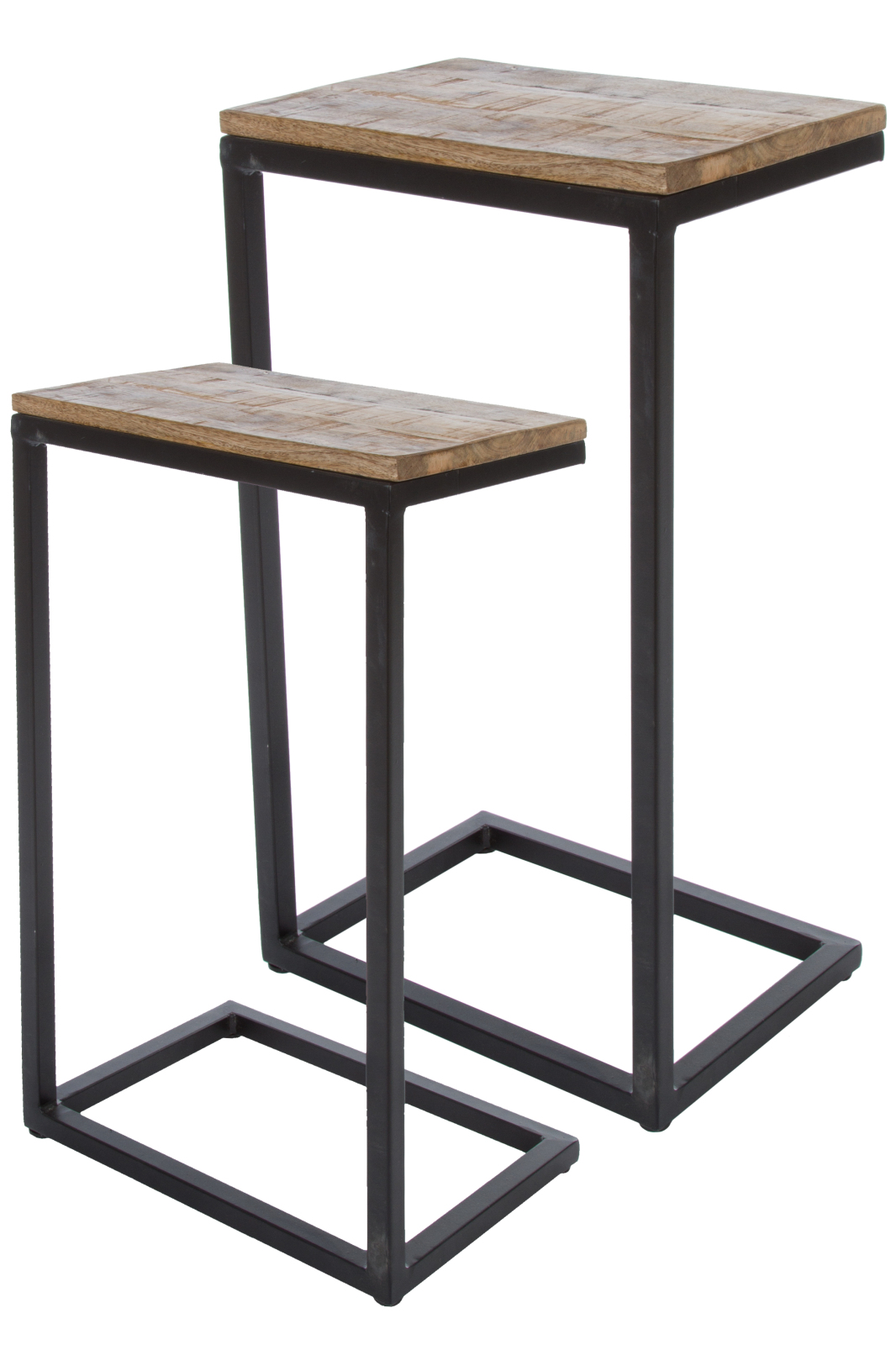 2er-Set Beistelltisch SHIRIN - natur-schwarz - Mango massiv