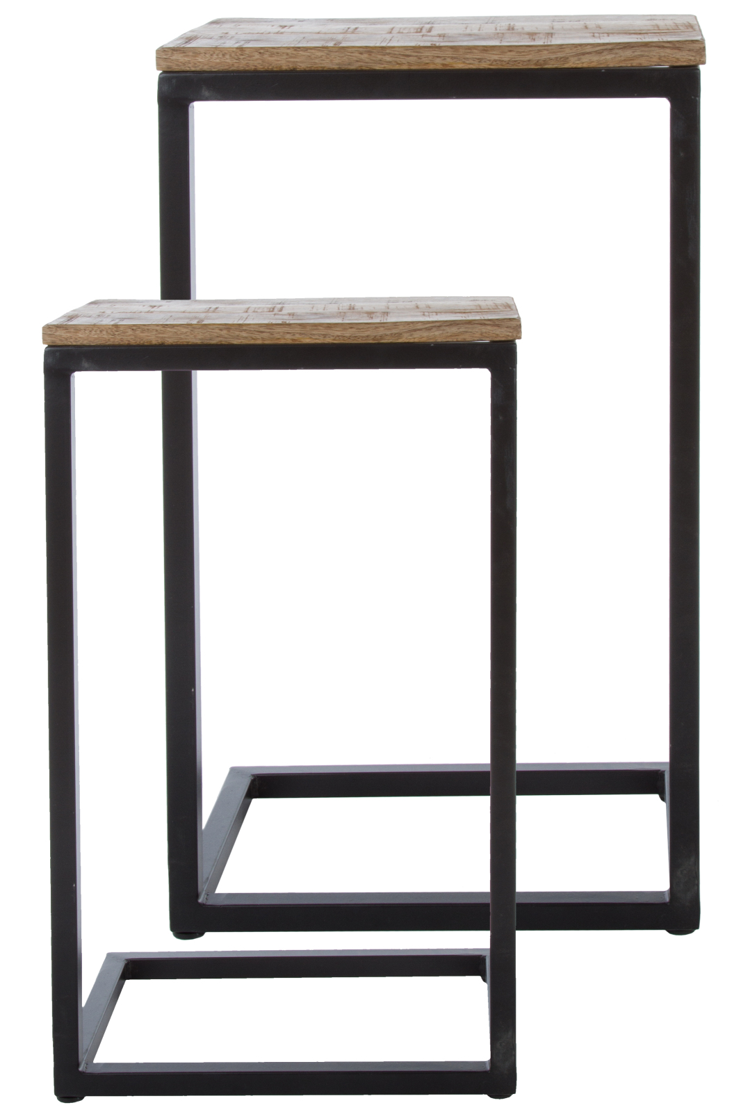 2er-Set Beistelltisch SHIRIN - natur-schwarz - Mango massiv