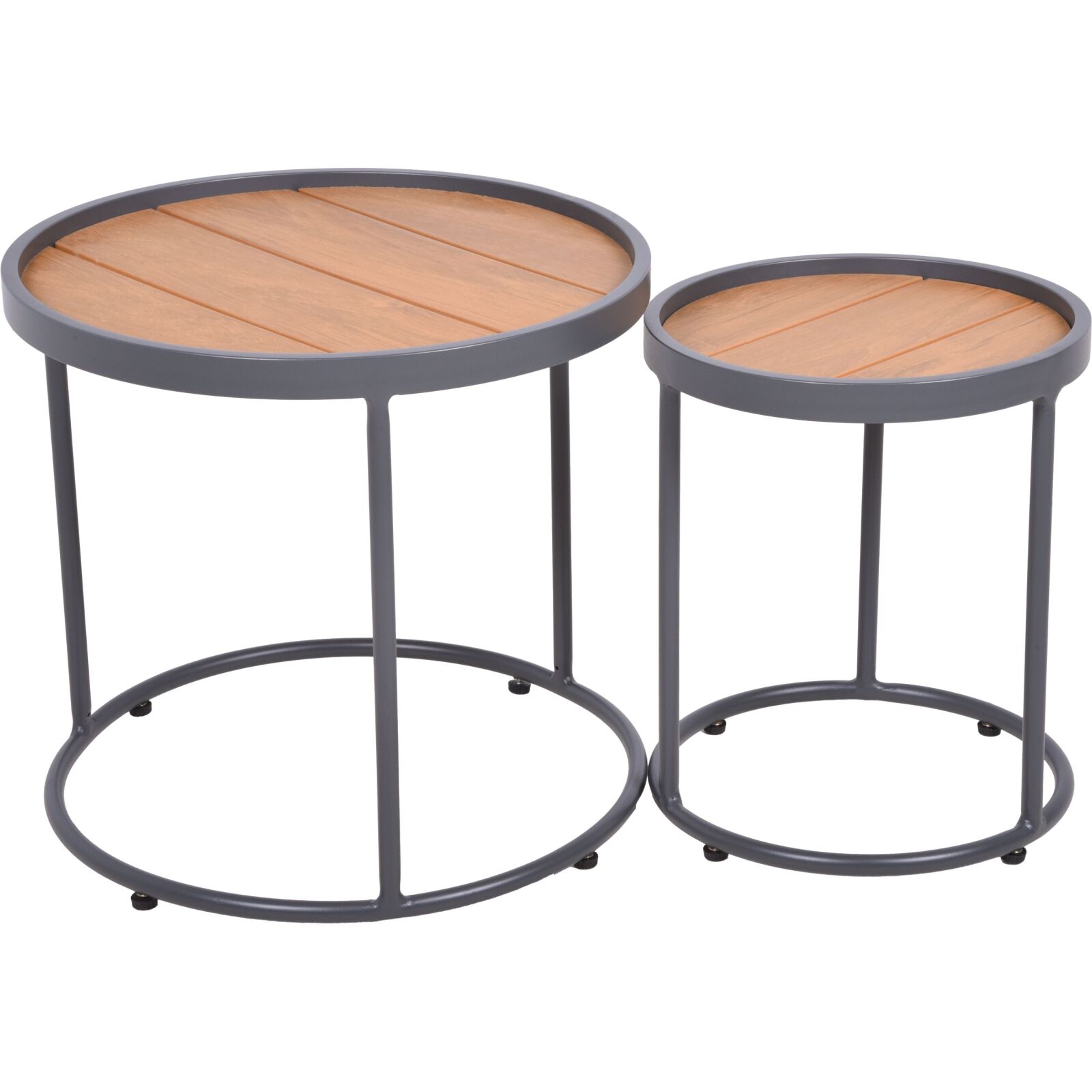 2er-Set Beistelltisch SILEA - anthrazit-natur - Aluminium