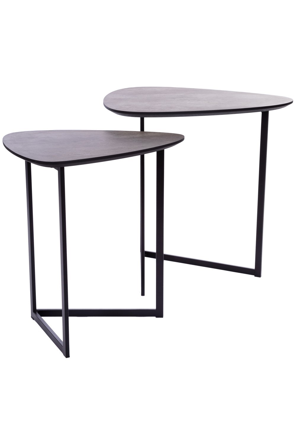 2er-Set Beistelltische - grau-schwarz - MDF